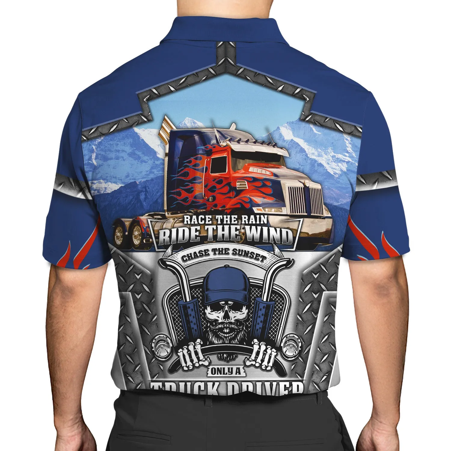 Blue & Red Fire Trucker 3D All Over Printed Hoodie, 3D Zipper Hoodie,...