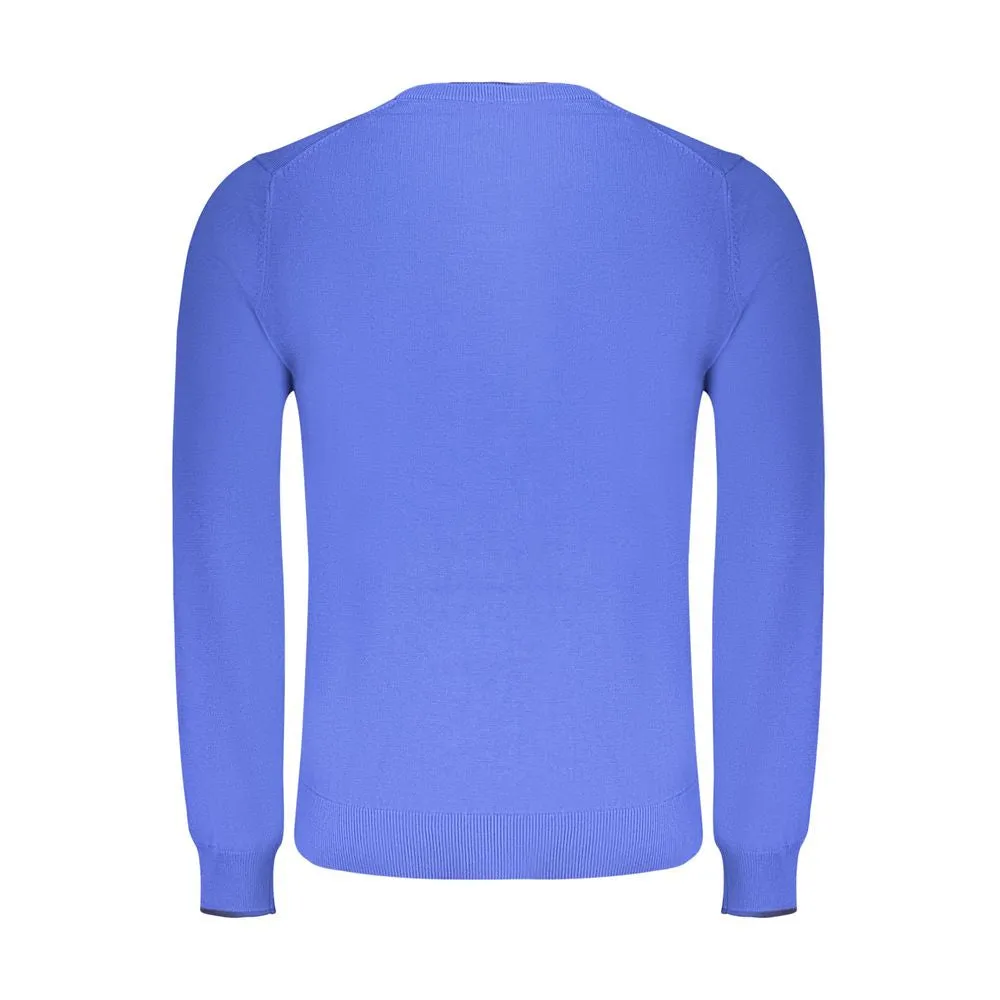 Blue Cotton Men Sweater