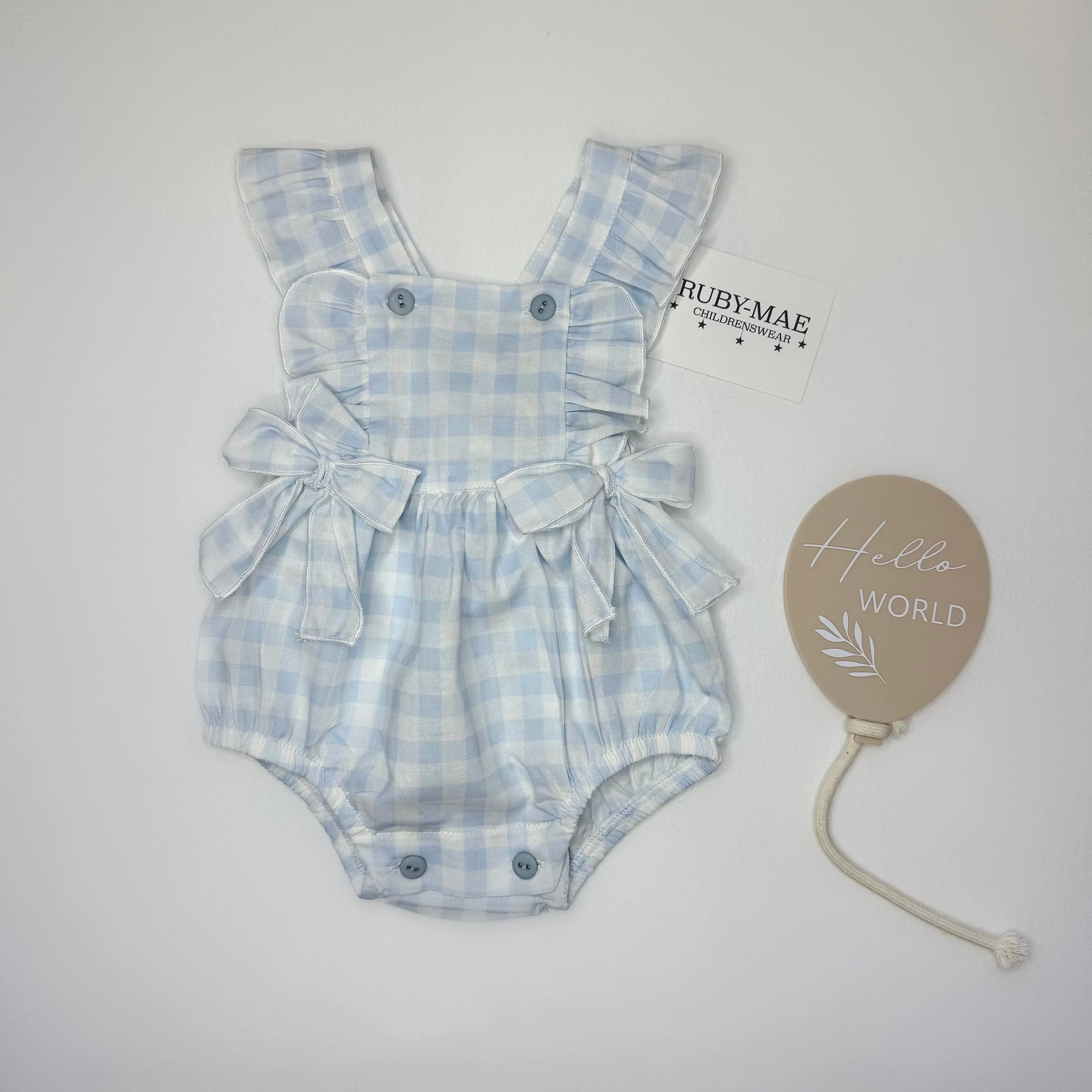 Blue Gingham Blue Romper - Elsie