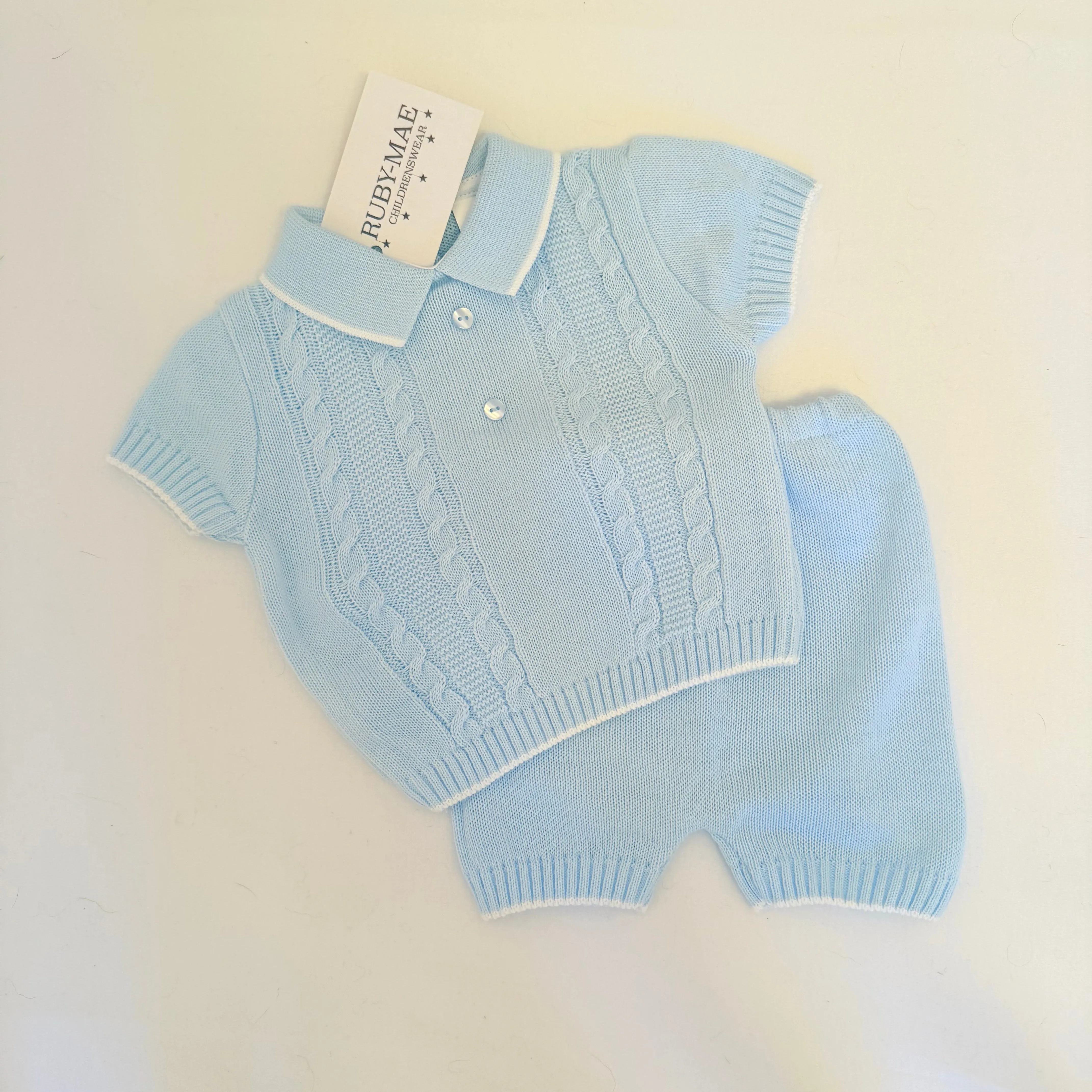 Blue Knitted Top & Shorts Outfit - Olly