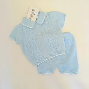 Blue Knitted Top & Shorts Outfit - Olly