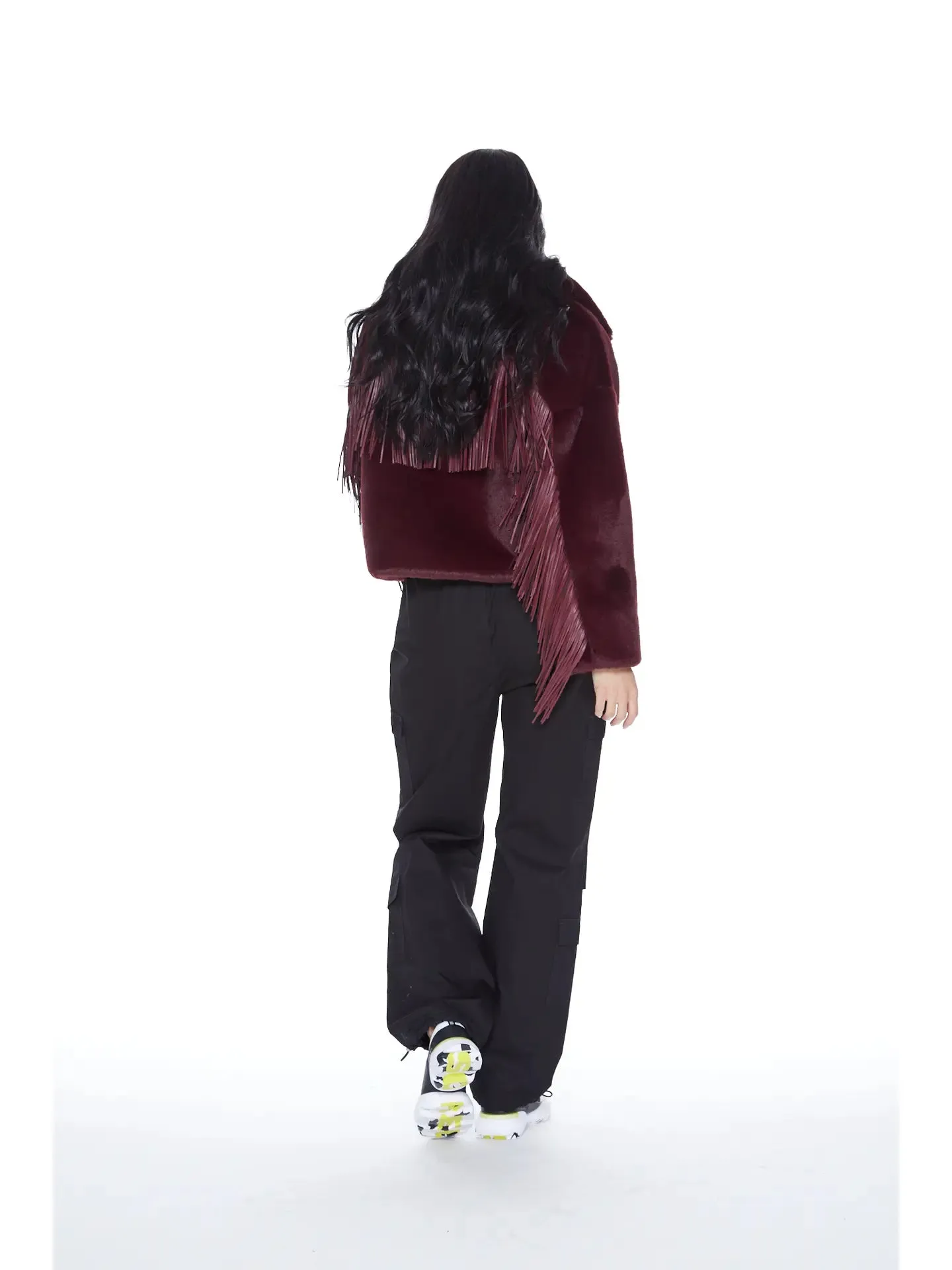 Blue Revival Dancing in the Moonlight Fringe Faux Fur Jacket