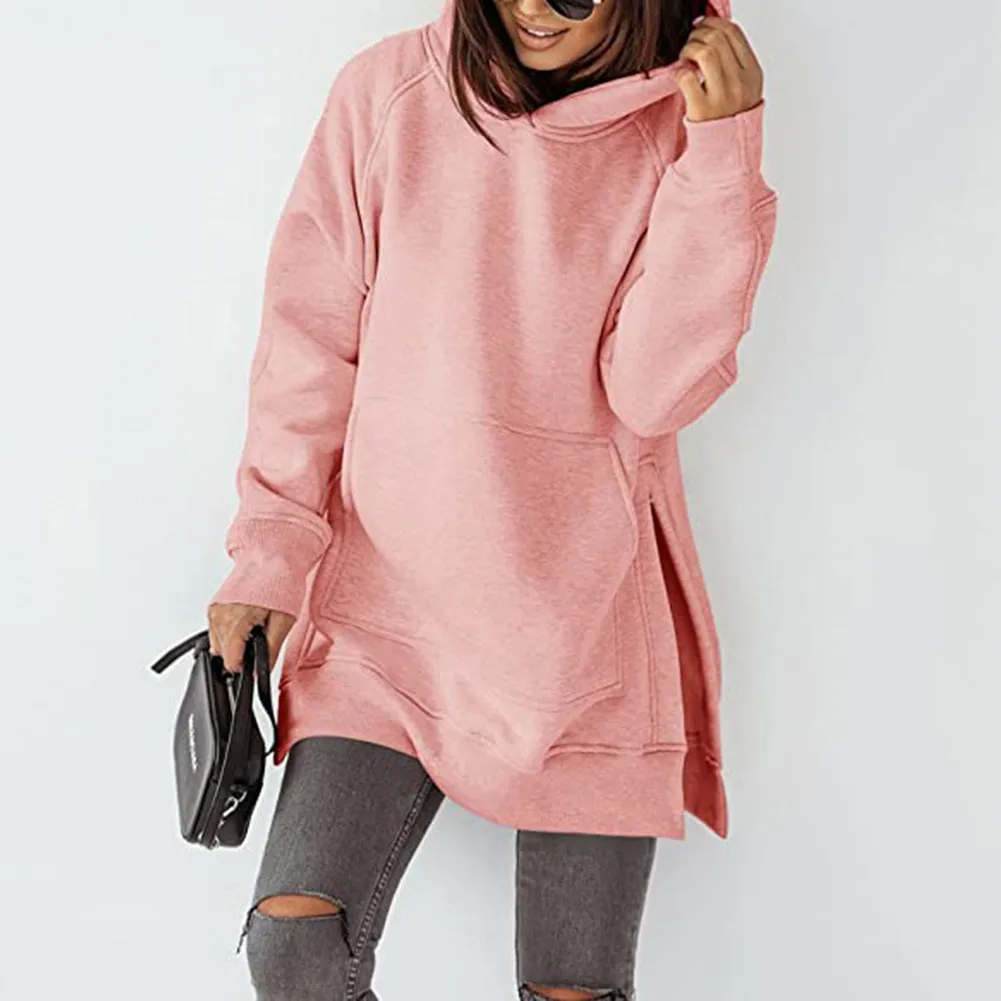 Bold Streak Side Slit Longline Oversized Hoodie