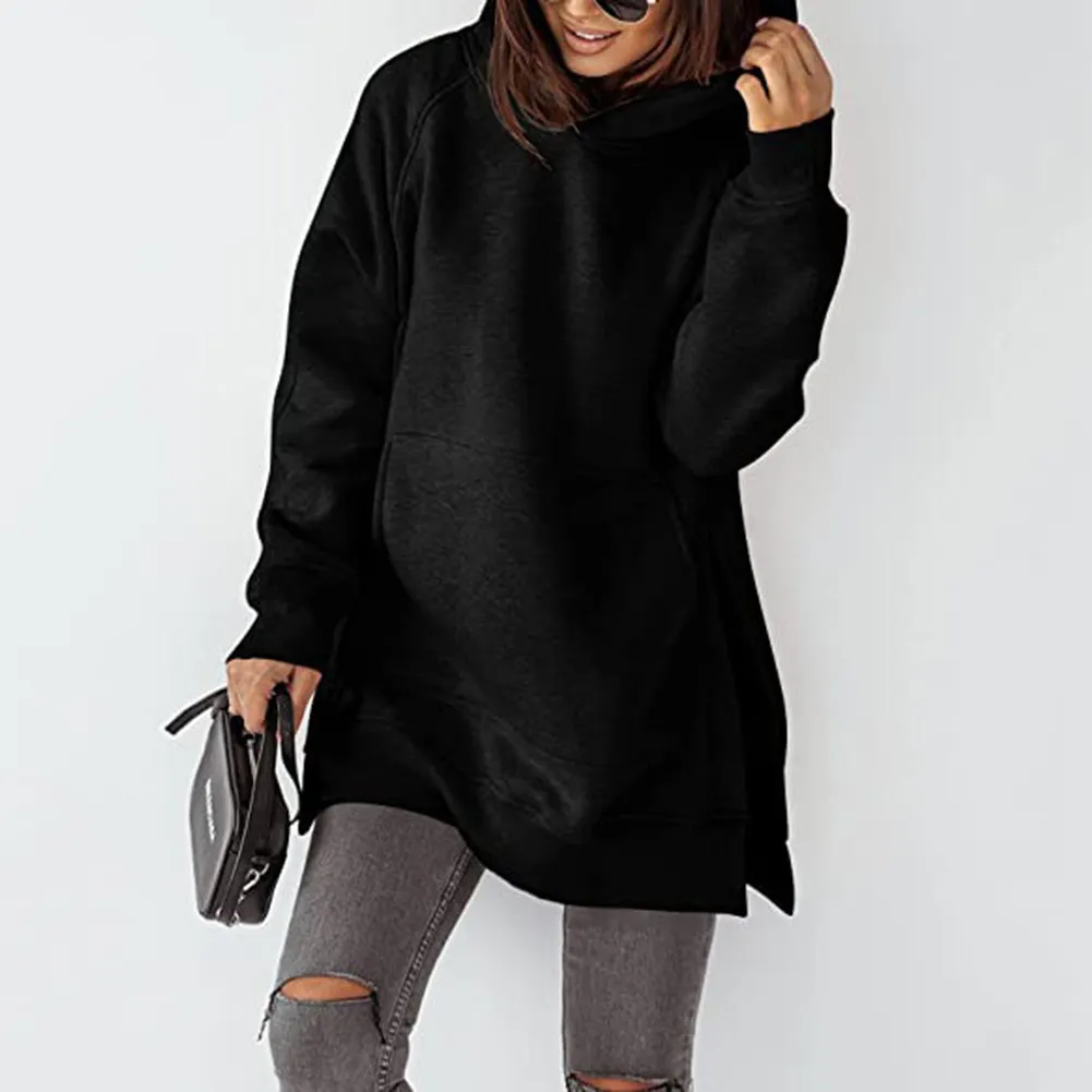 Bold Streak Side Slit Longline Oversized Hoodie