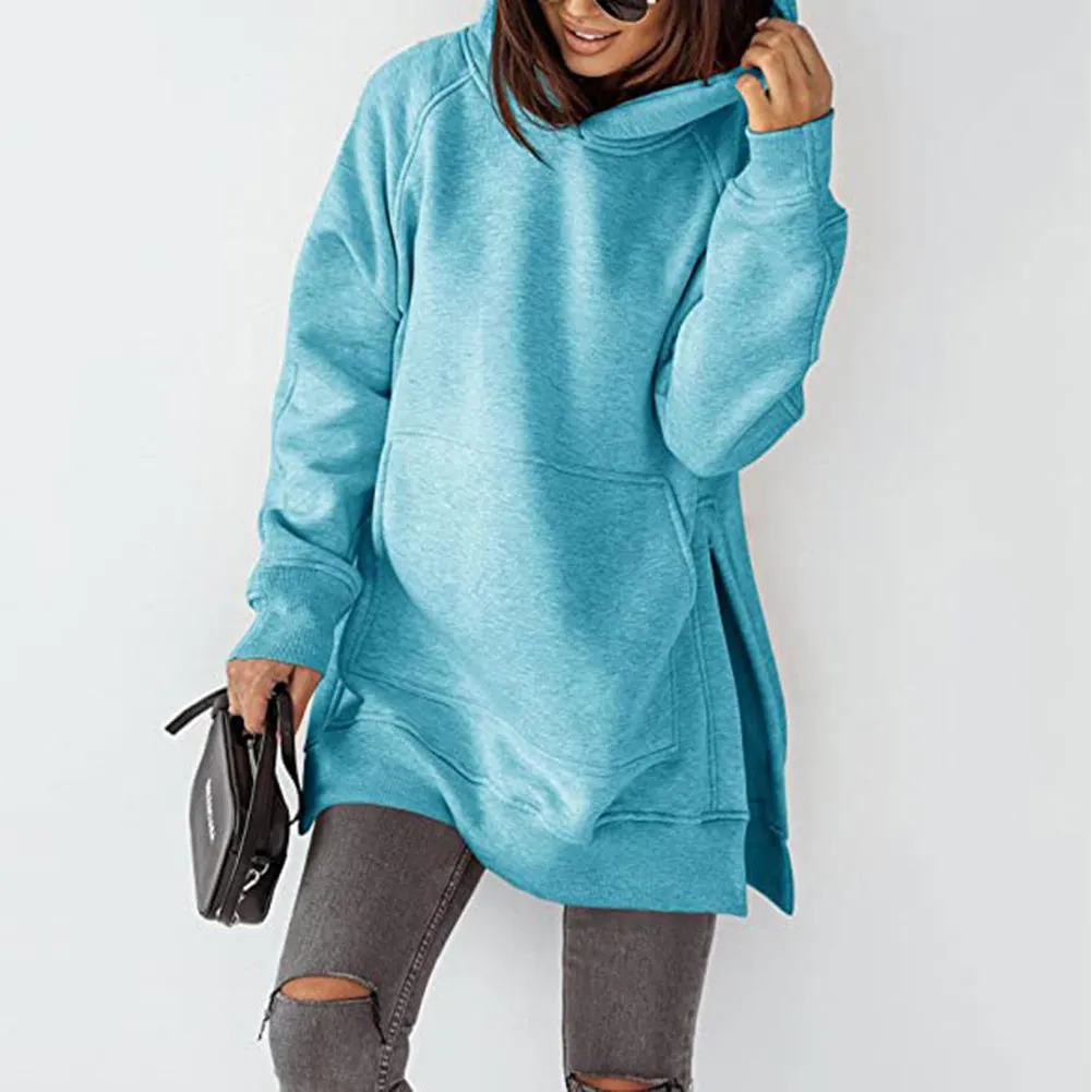 Bold Streak Side Slit Longline Oversized Hoodie