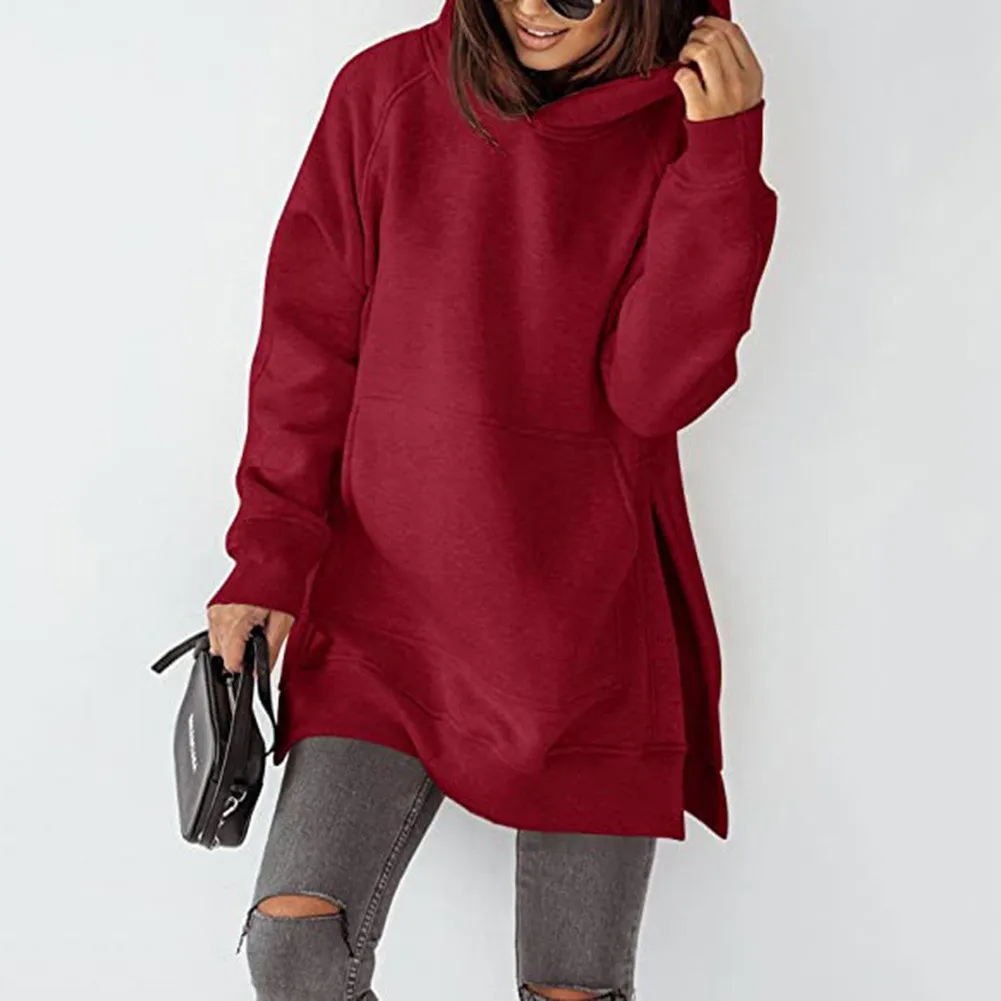 Bold Streak Side Slit Longline Oversized Hoodie