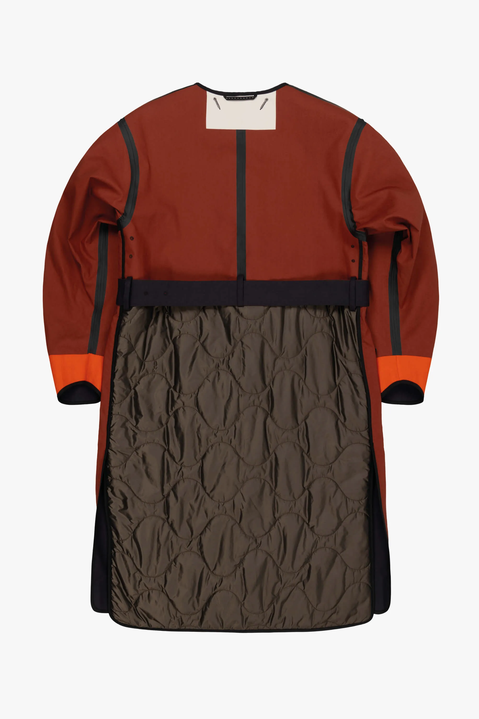 Bonded Patchwork Raincoat - Black / Russett