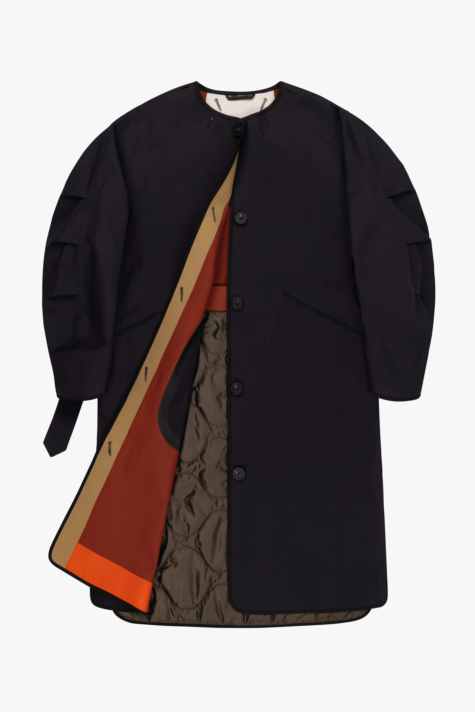 Bonded Patchwork Raincoat - Black / Russett