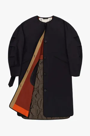 Bonded Patchwork Raincoat - Black / Russett