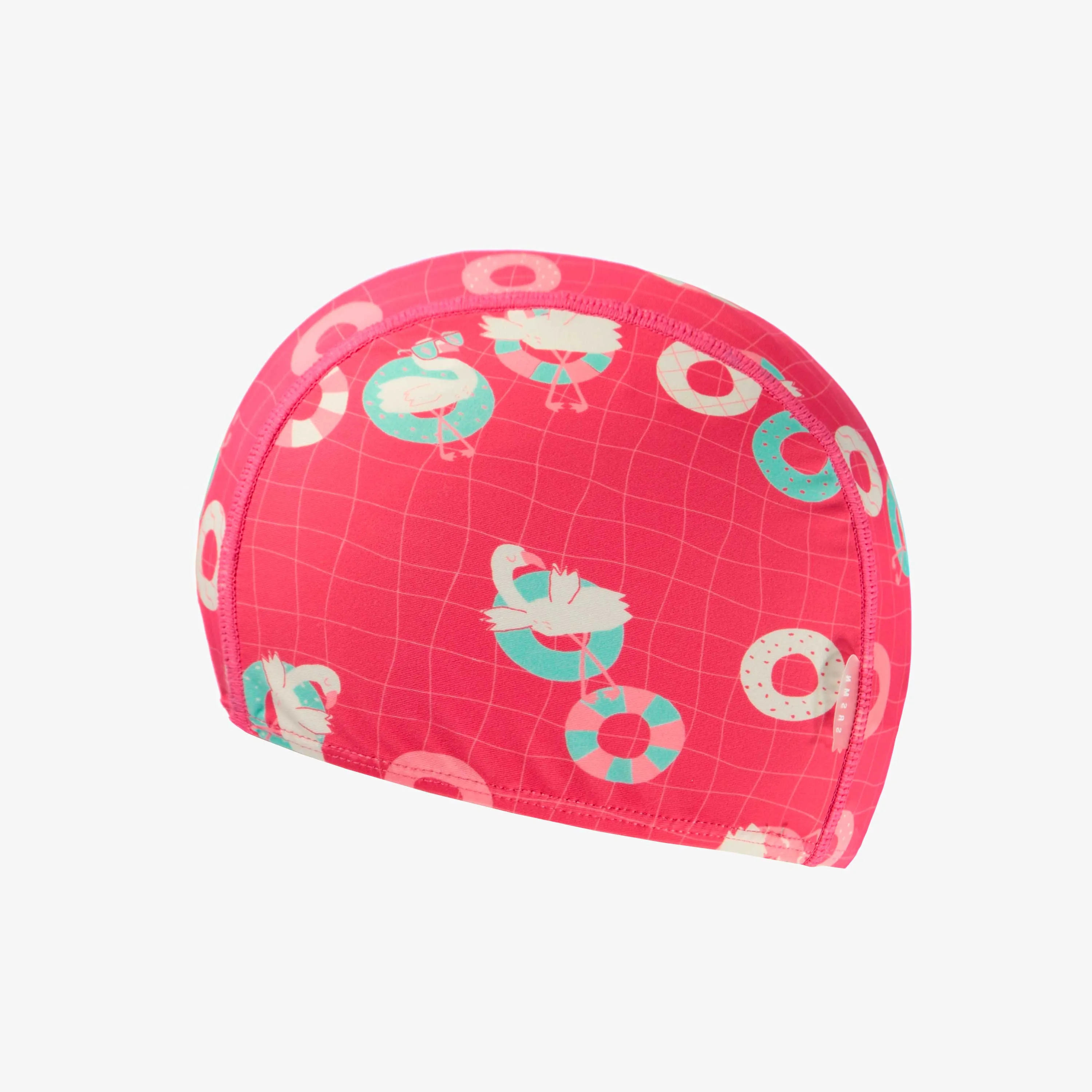 Bonnet de bain rose à motifs, enfant || Pink bathing cap with all over print, child
