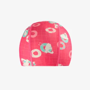 Bonnet de bain rose à motifs, enfant || Pink bathing cap with all over print, child
