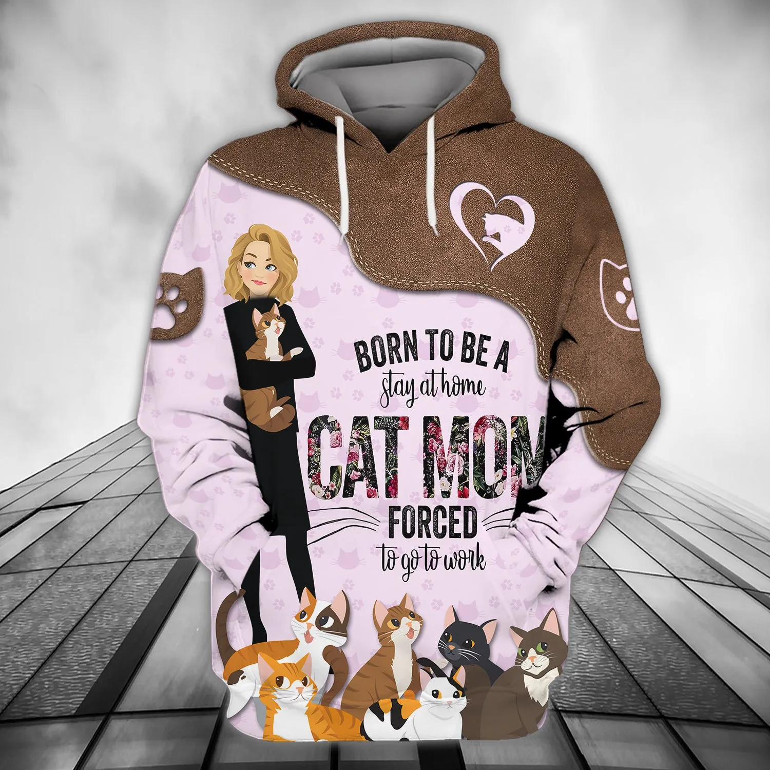 Born To Be A Cat Mom , 3D Full Print