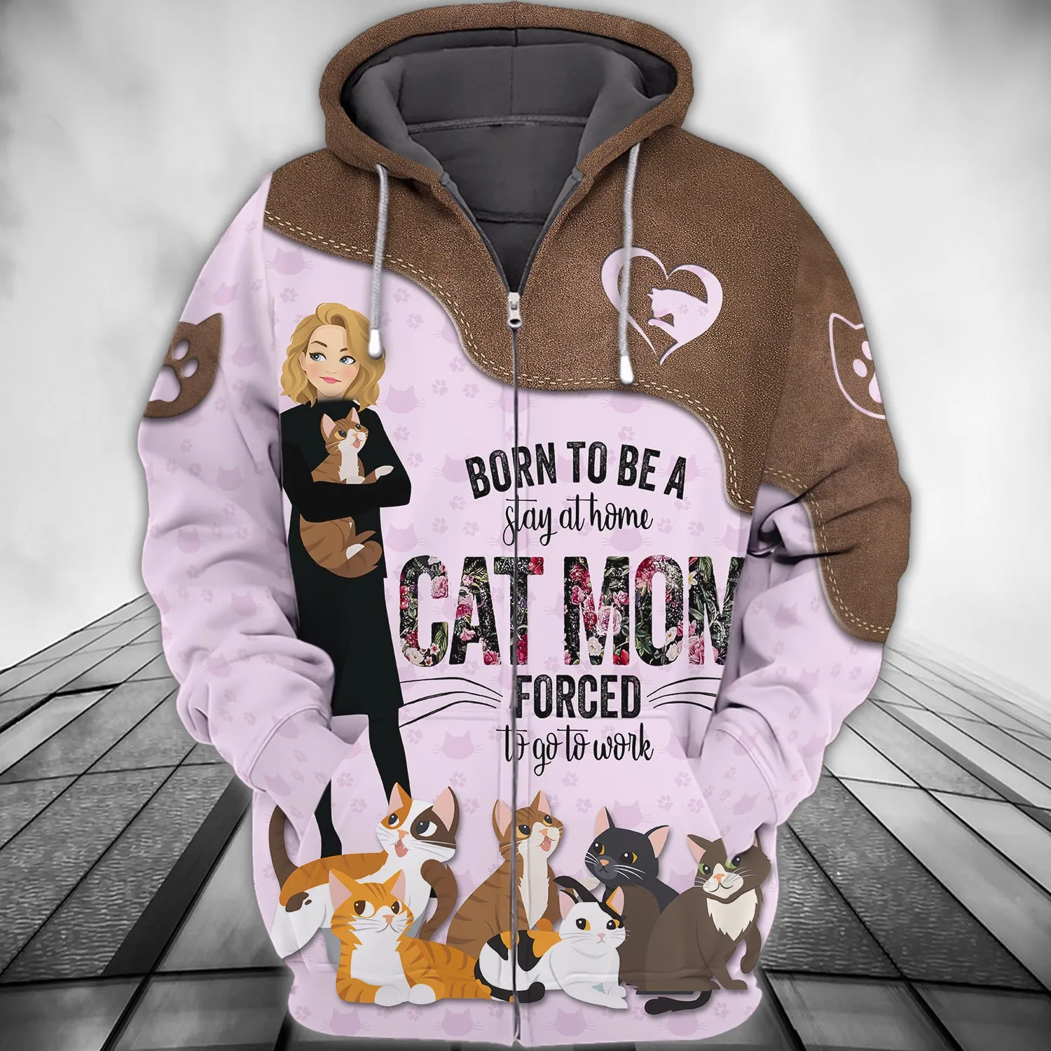Born To Be A Cat Mom , 3D Full Print