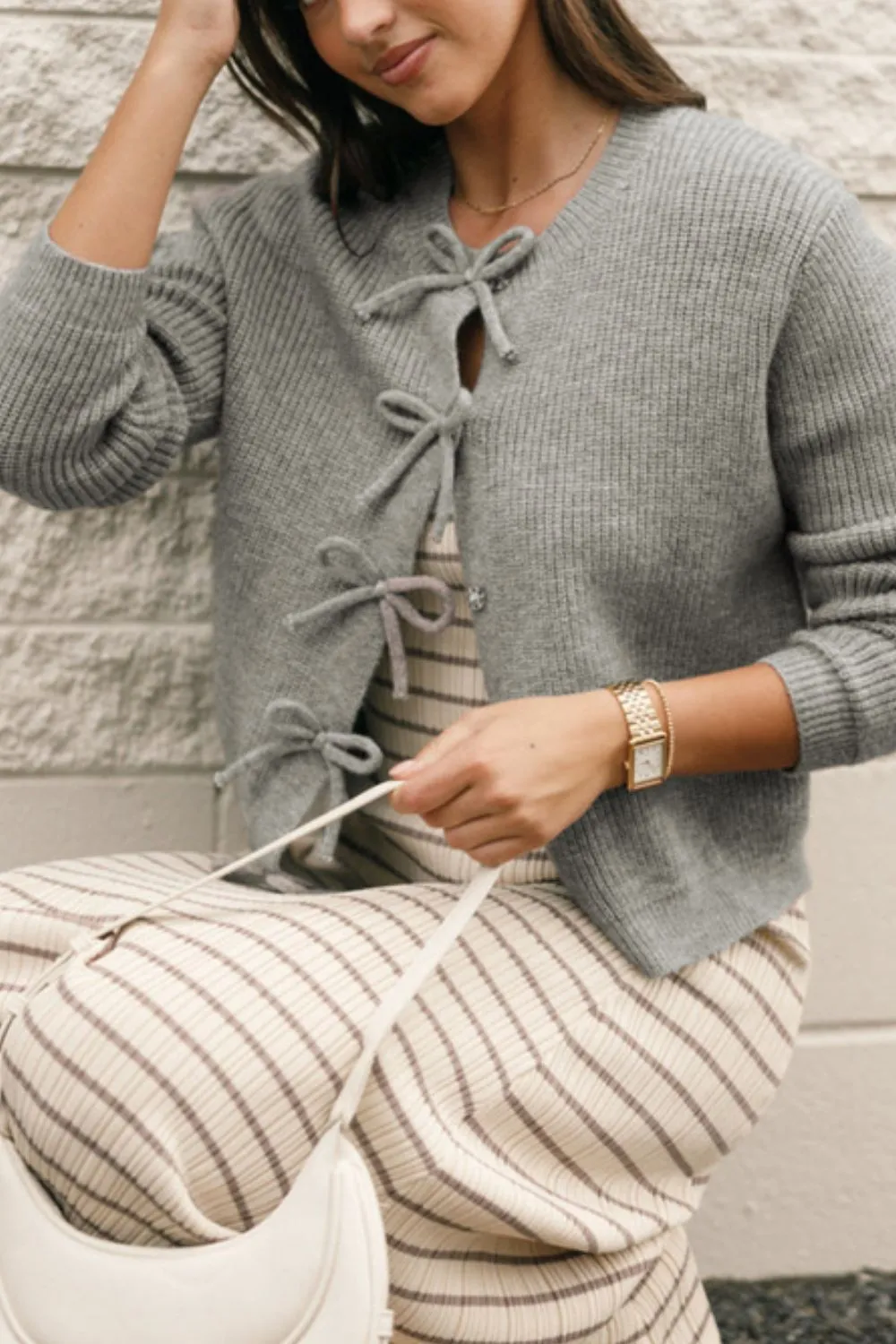 Bow Long Sleeve Cardigan