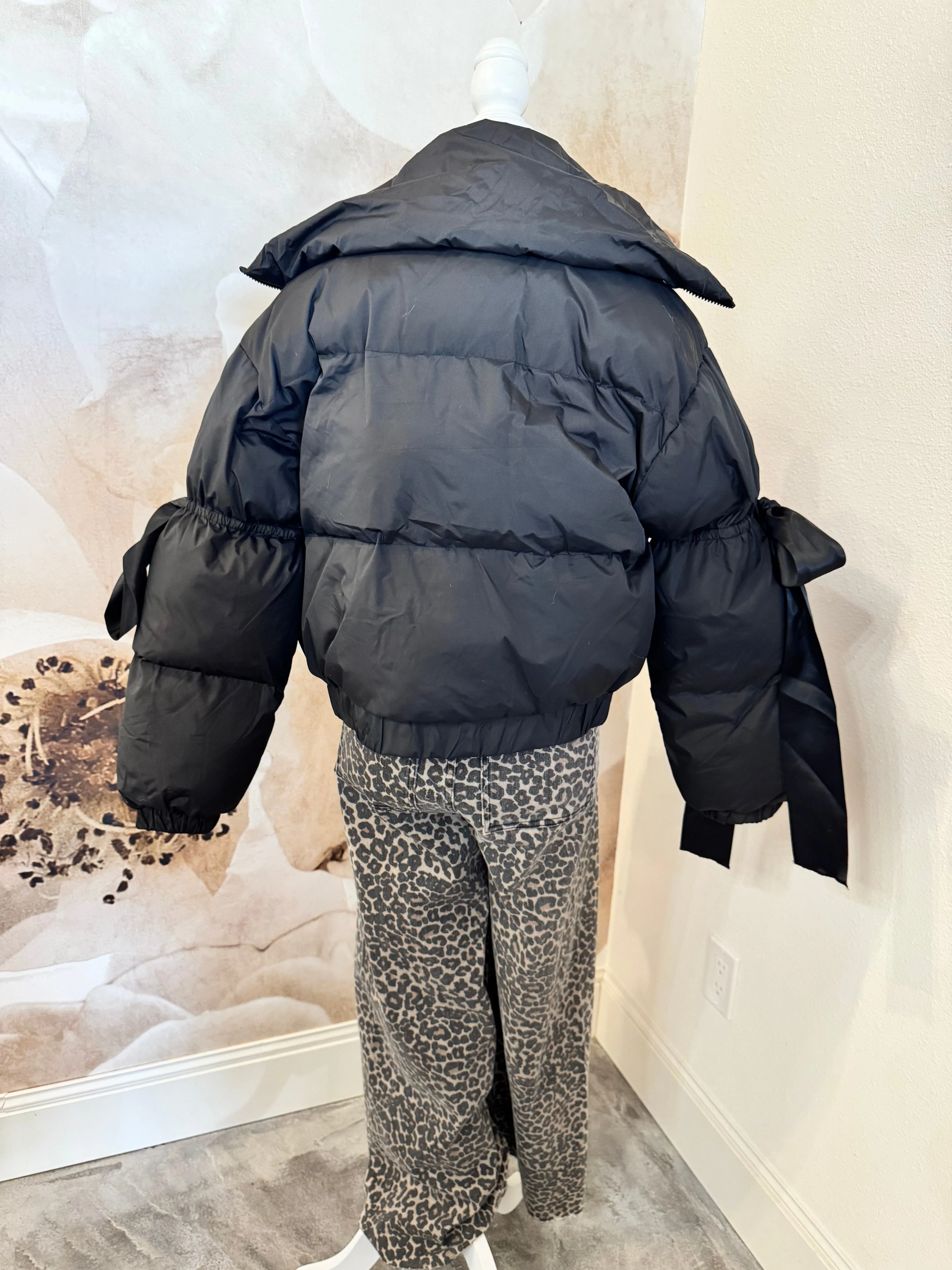 Bow Puffer Jacket ~ Black