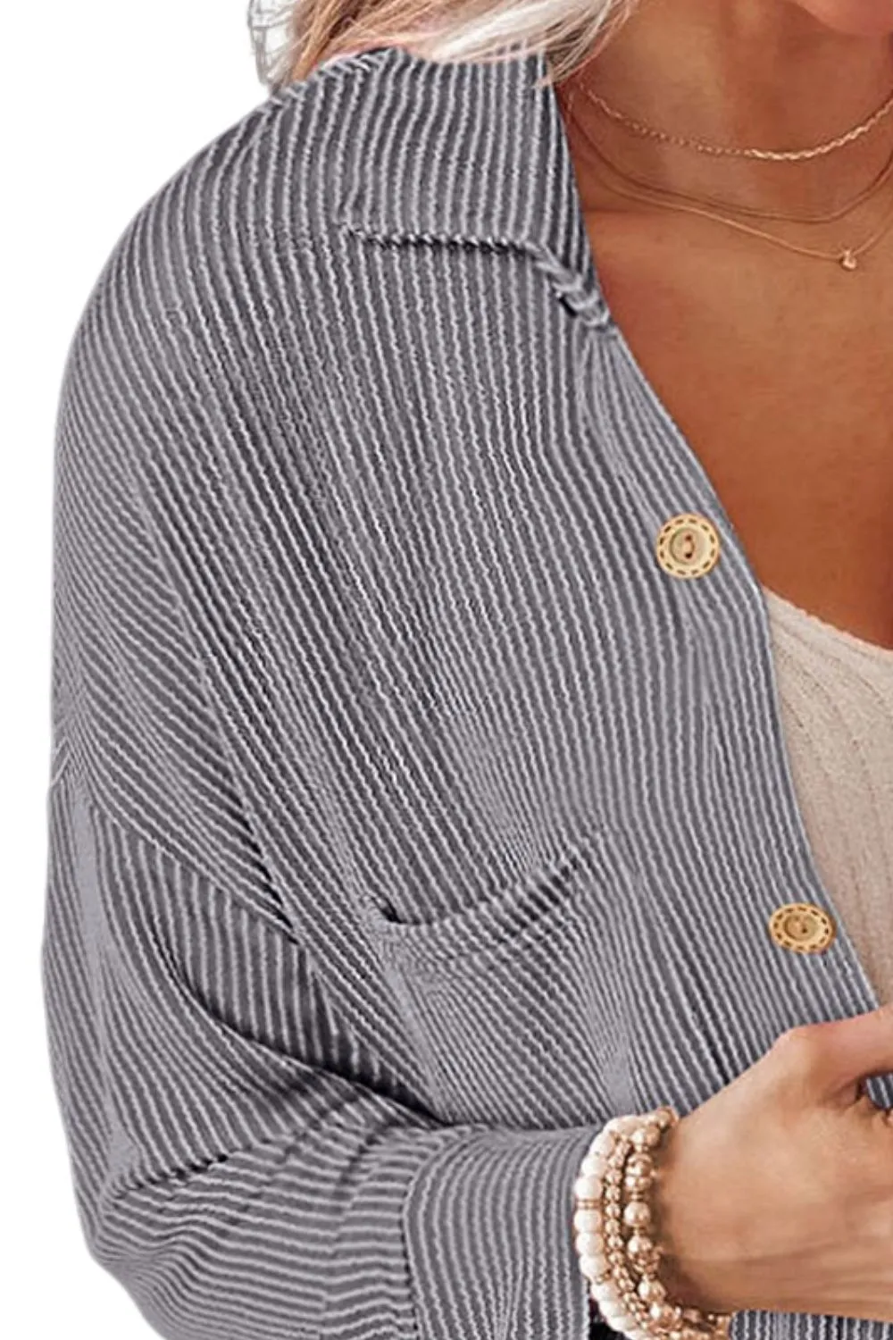 Brooke Striped Collared Neck Long Sleeve Shirt