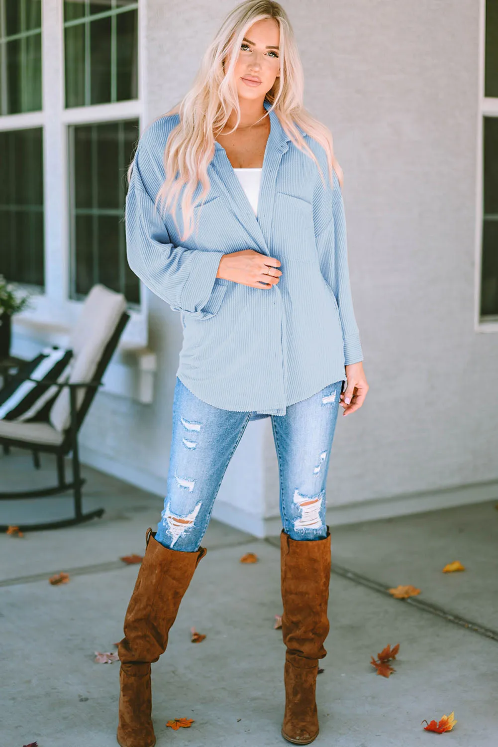 Brooke Striped Collared Neck Long Sleeve Shirt