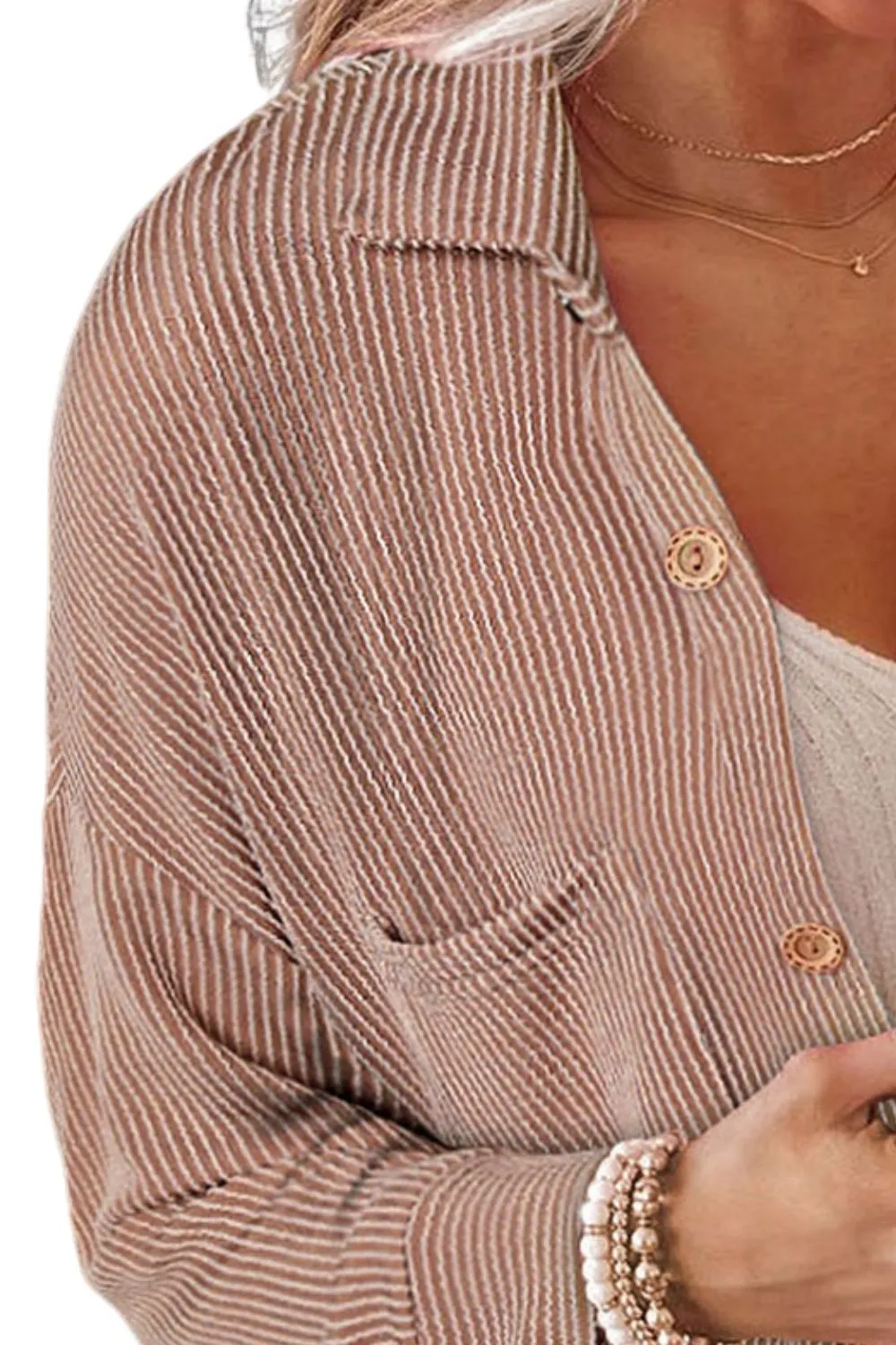 Brooke Striped Collared Neck Long Sleeve Shirt