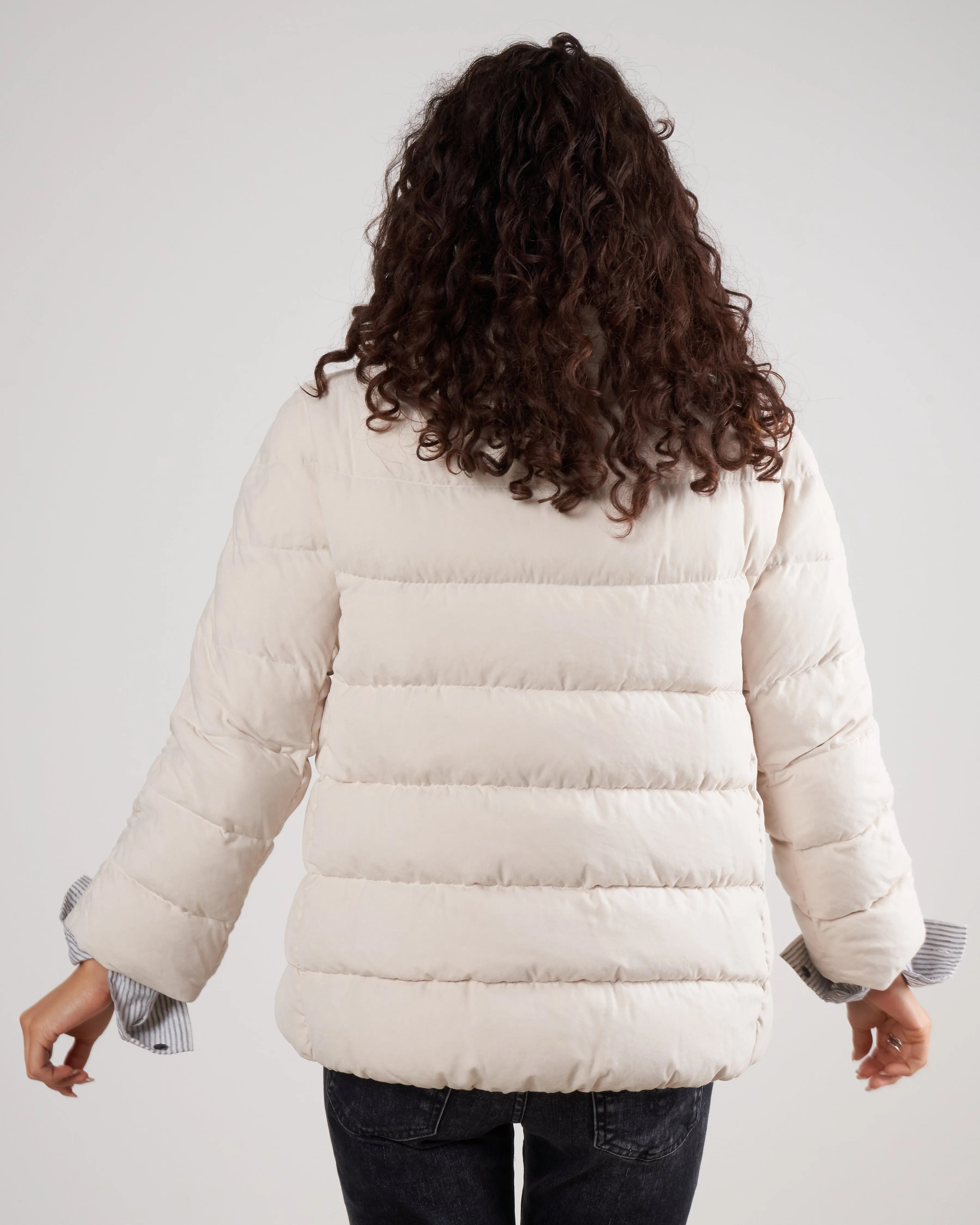 brushed micofiber bracelet slv coat w/ knit gloves - 1200 ivory