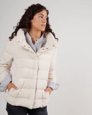 brushed micofiber bracelet slv coat w/ knit gloves - 1200 ivory