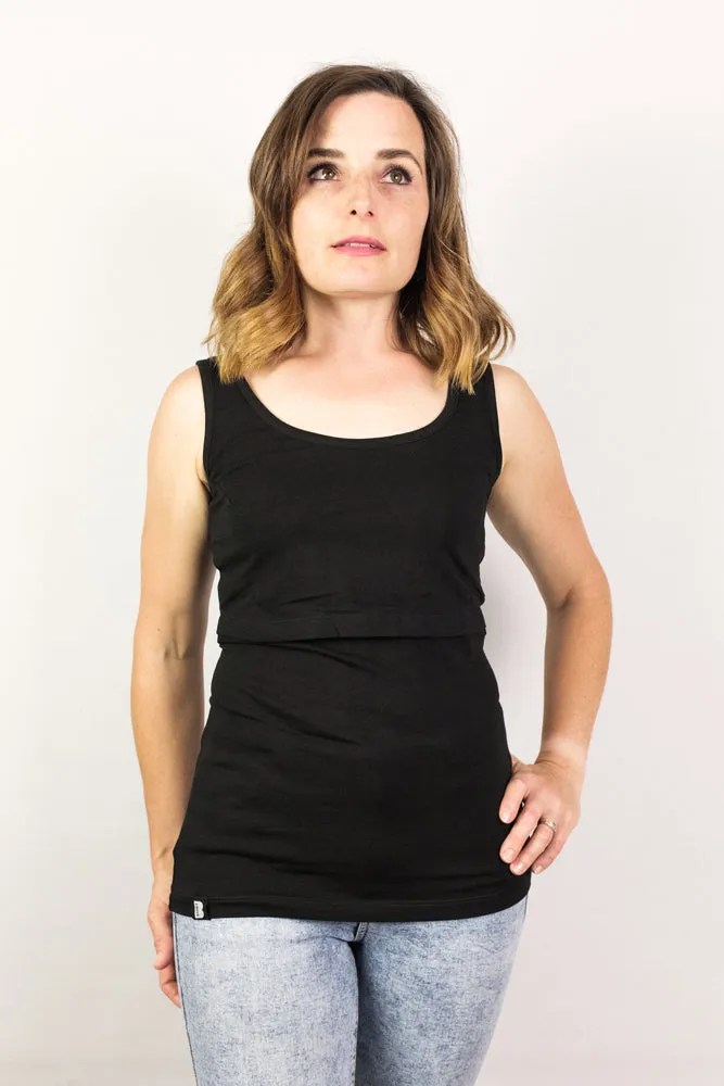 Bshirt Nursing Vest - Twin Pack -Black & Plum
