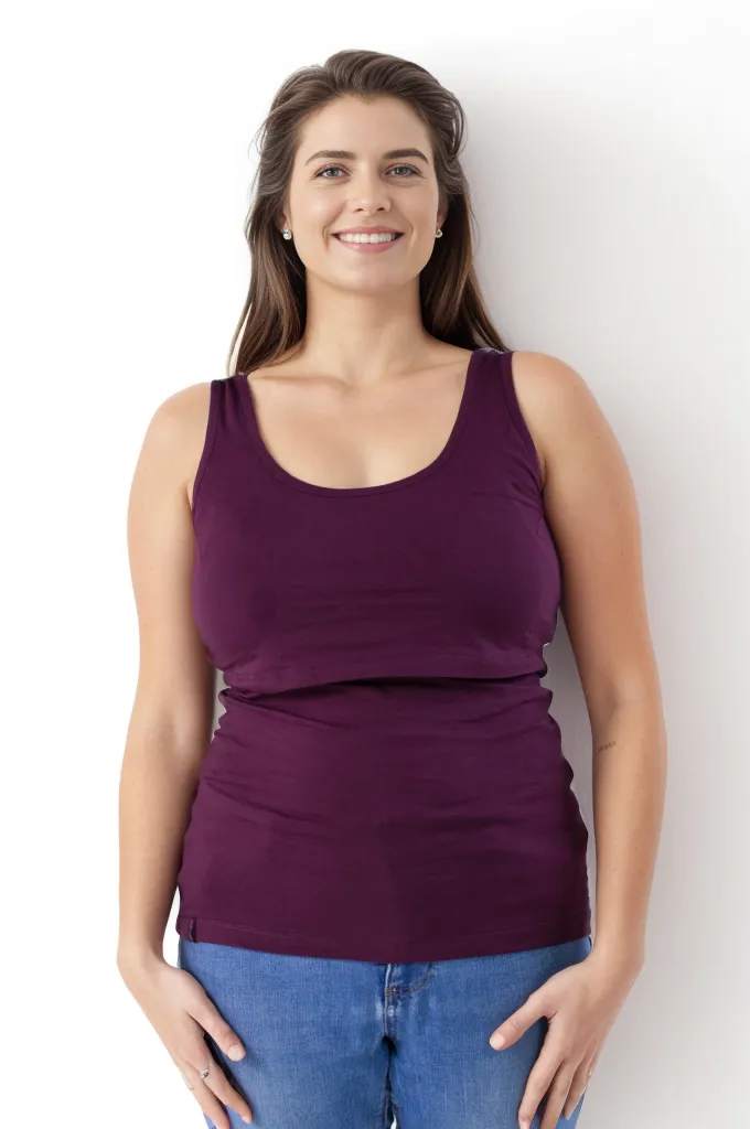 Bshirt Nursing Vest - Twin Pack -Black & Plum