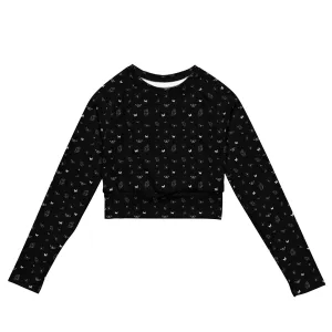 Butterfly Print Crop Top | Black | UPF 50  | Made from Recycled Materials