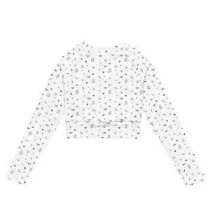 Butterfly Print Crop Top | White | UPF 50  | Made from Recycled Materials