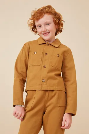 Button Up Chest Pocket Twill Shacket