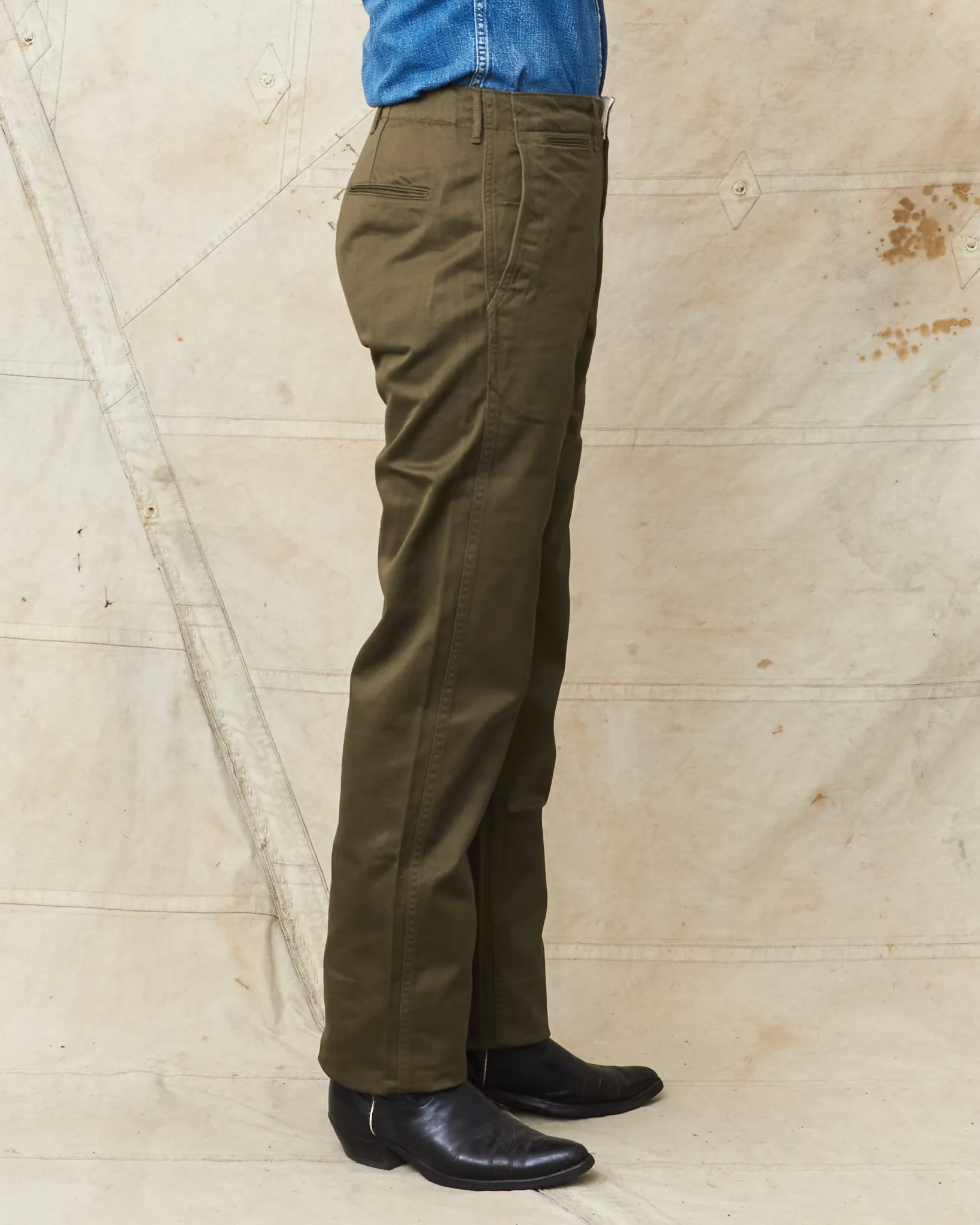 Buzz Rickson's Original Spec Chinos Olive One Wash BR40025A