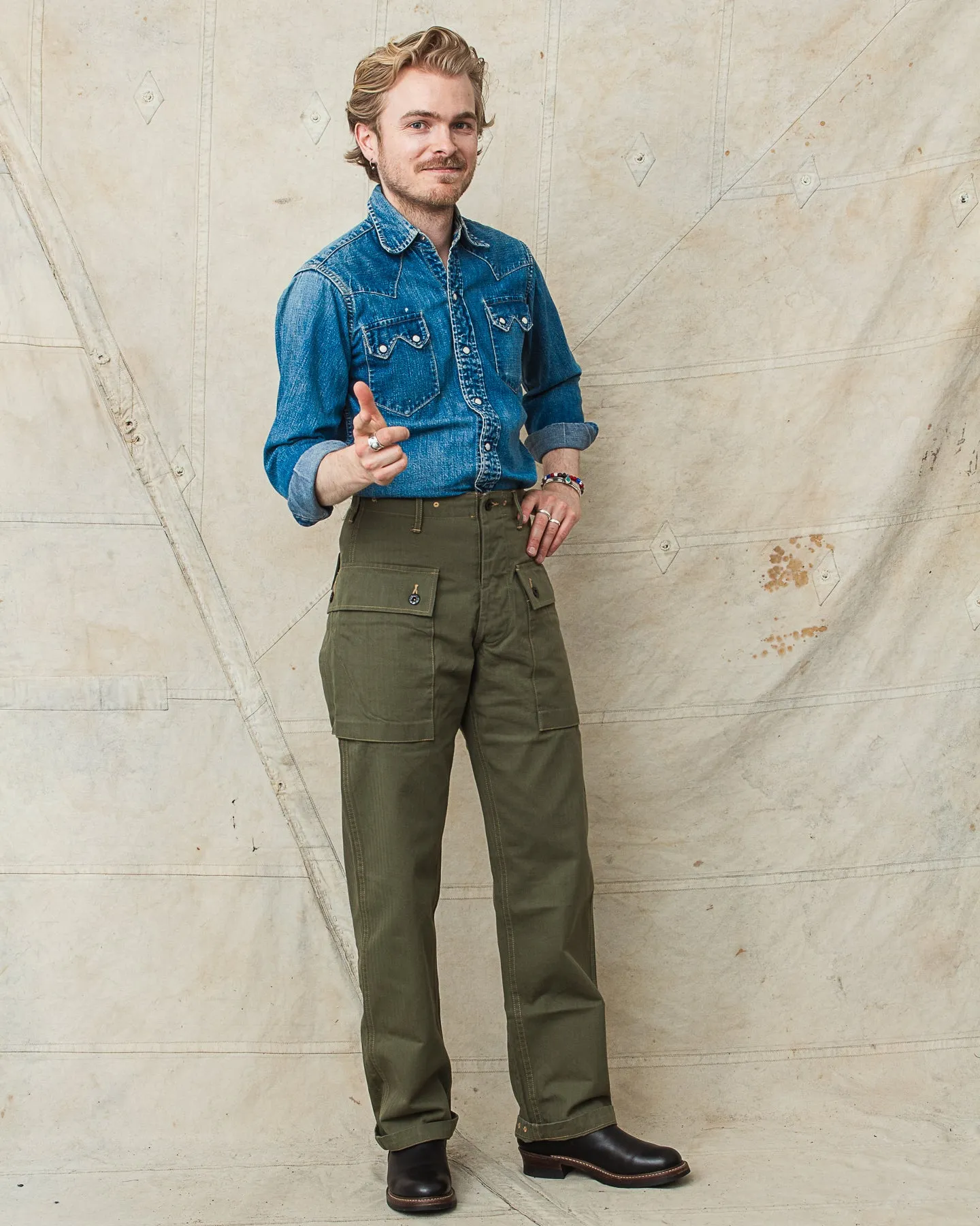 Buzz Rickson's USMC P-44 HBT Twill "Monkey" Pants BR42340