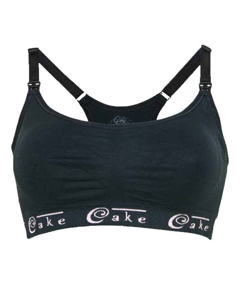 Cake Maternity Cotton Candy Seamless Sleep & Yoga Wire-Free Nursing Bra -  Black