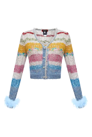 California Knit Sweater with Feather Cuffs