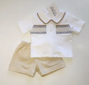 Camel & White Smock Two Piece Outfit - Theo