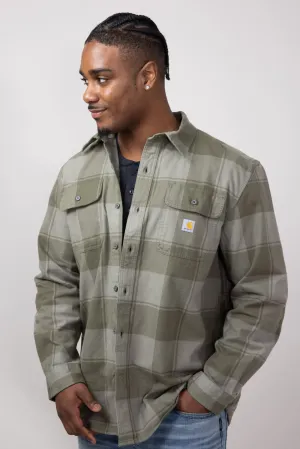 Carhartt Loose Fit Heavyweight Plaid Flannel Shirt for Men in Dusty Olive | 106356-DOV-OLIVE
