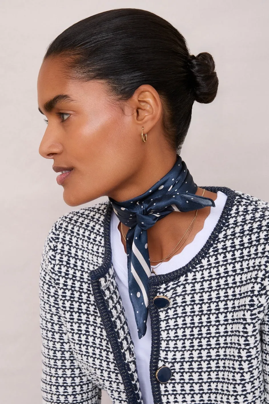 Cassie Knitted Jacket - Midnight/Ivory