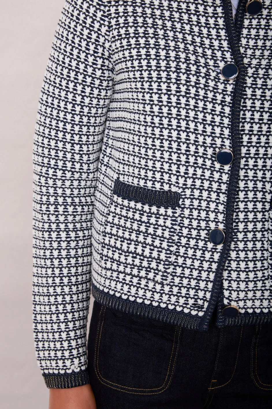 Cassie Knitted Jacket - Midnight/Ivory