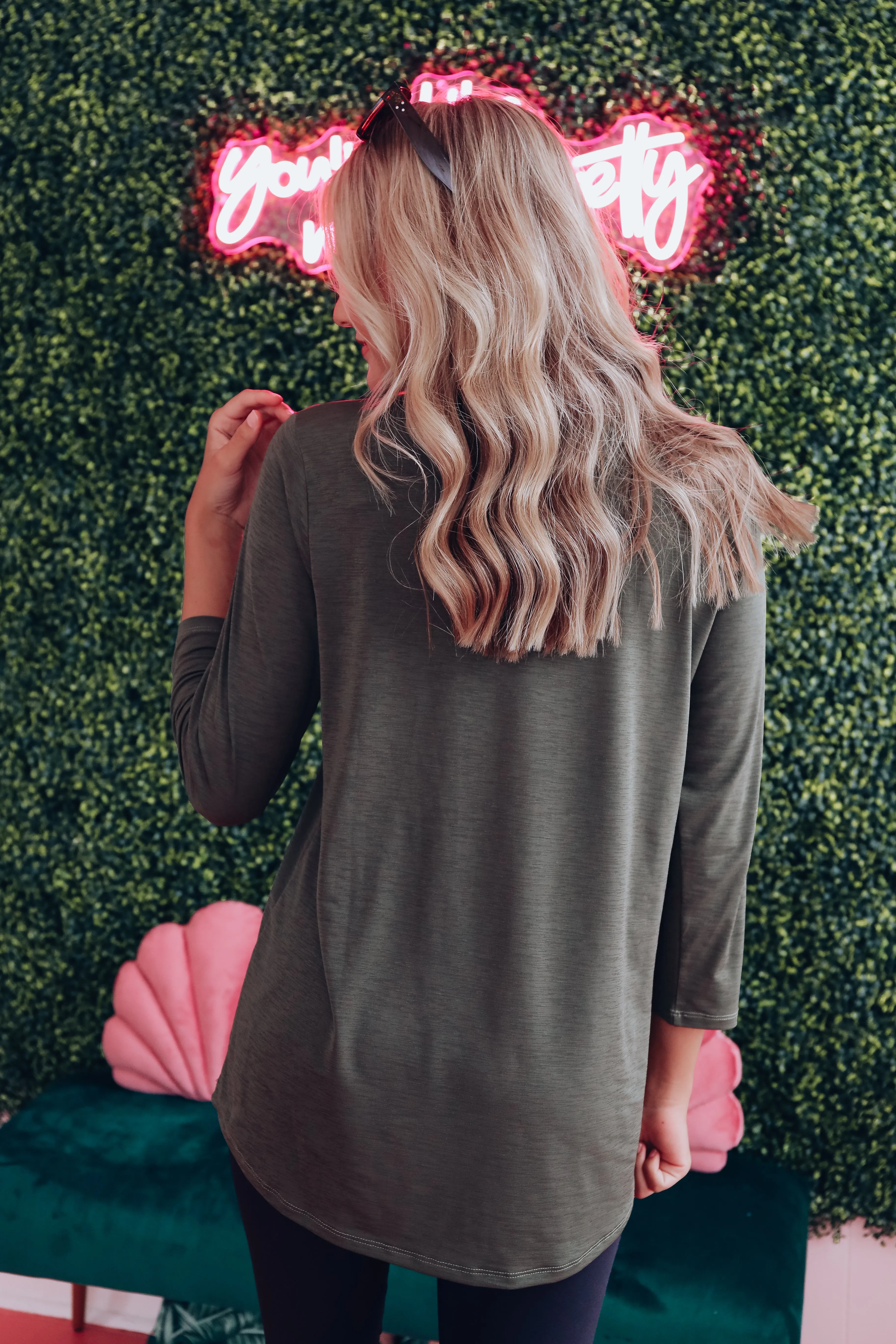 Castille Crisscross V-neck Top - Olive
