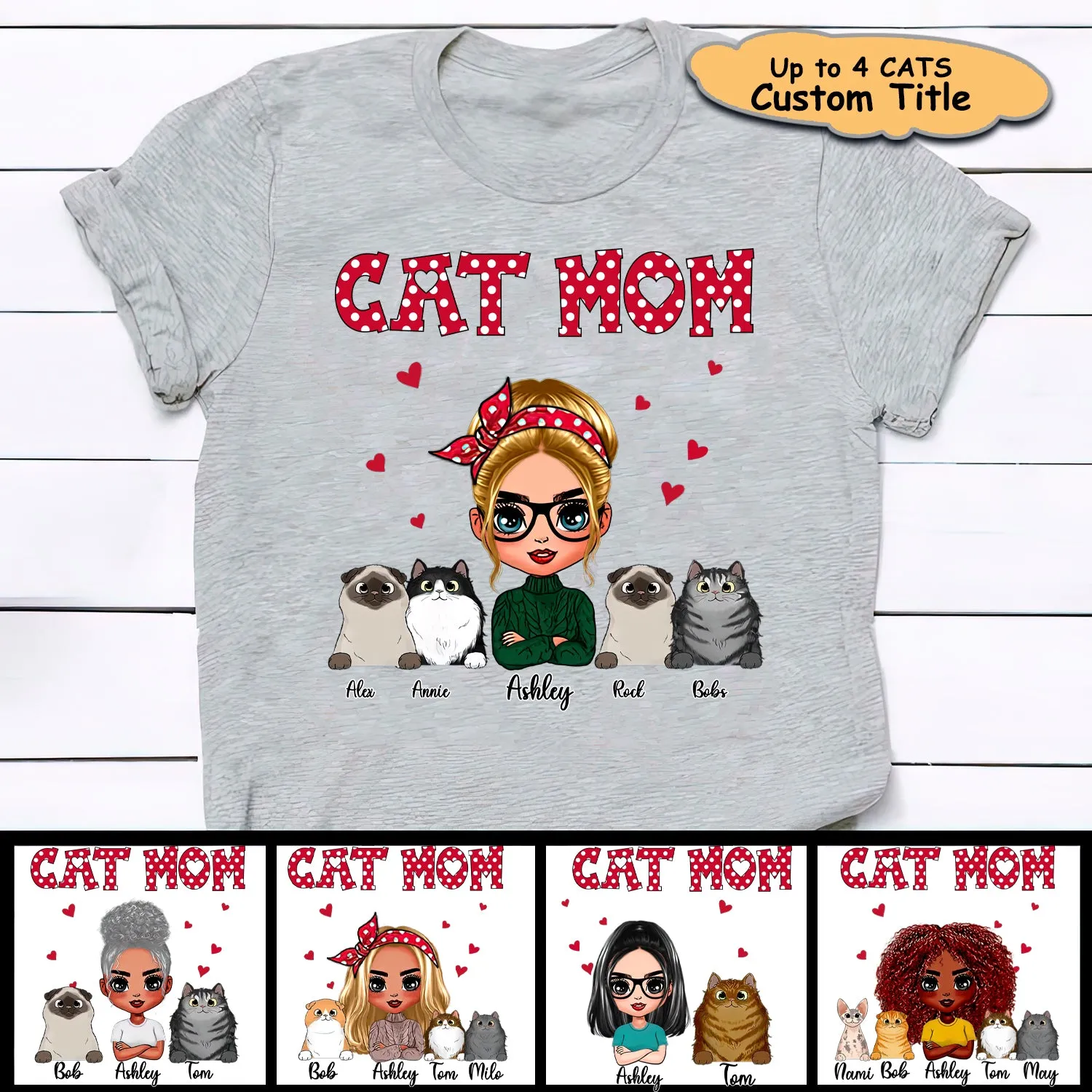 Cat Mom Personalized Shirt