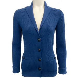 Chanel Cobalt Blue Ribbed Cardigan Sweater