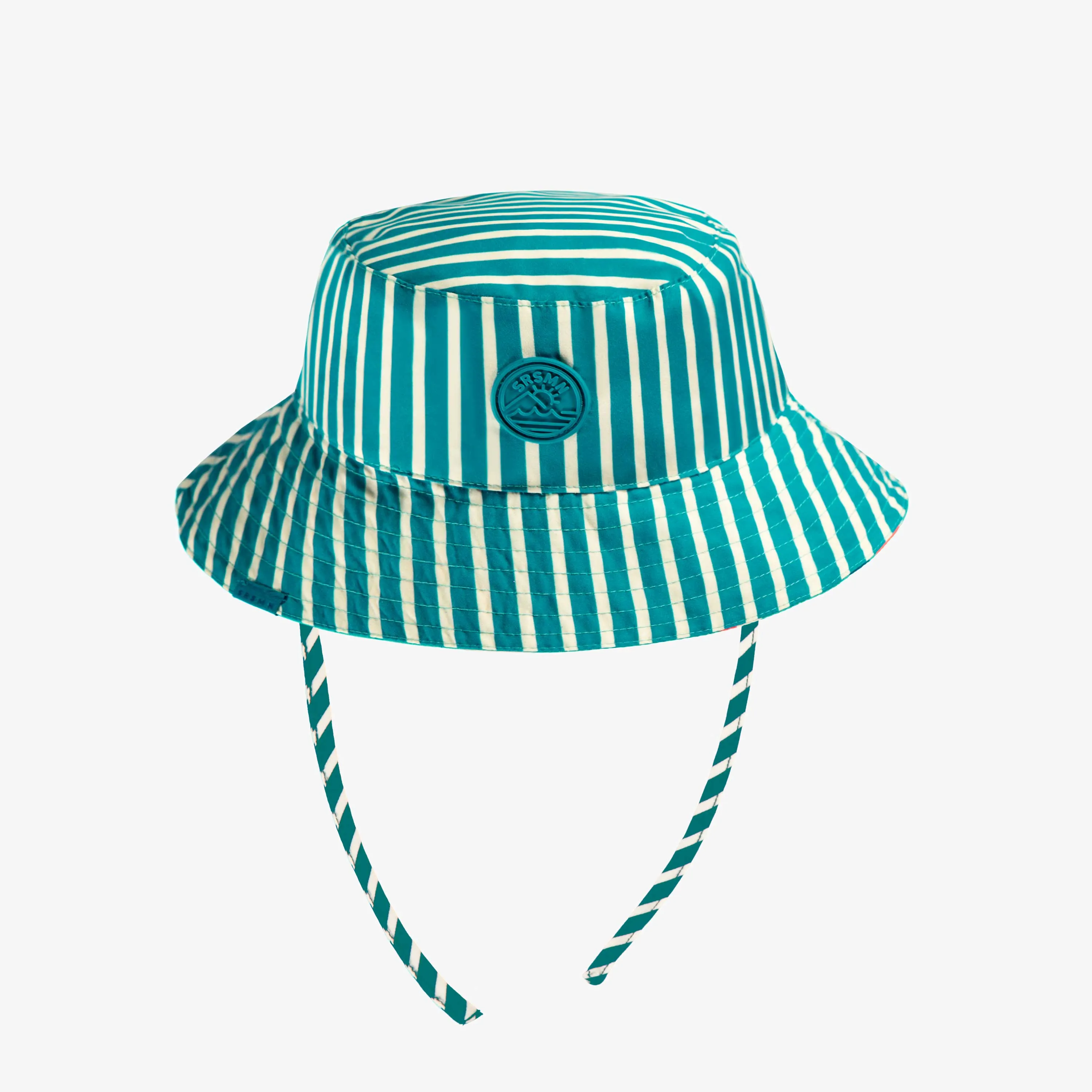 Chapeau de soleil bleu réversible, bébé || Blue striped sun hat, reversible, baby
