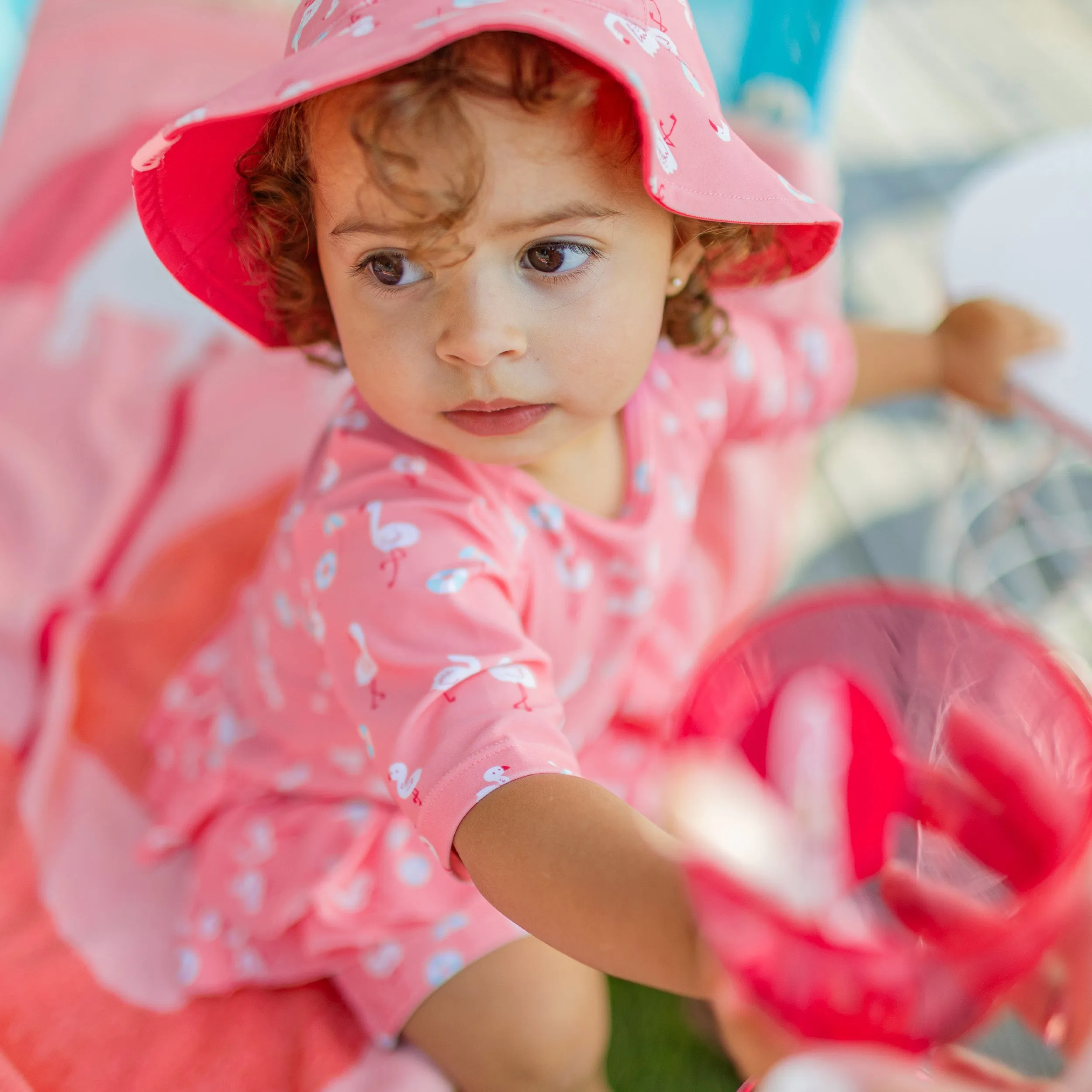 Chapeau de soleil rose réversible, bébé || Reversible pink sun hat, baby
