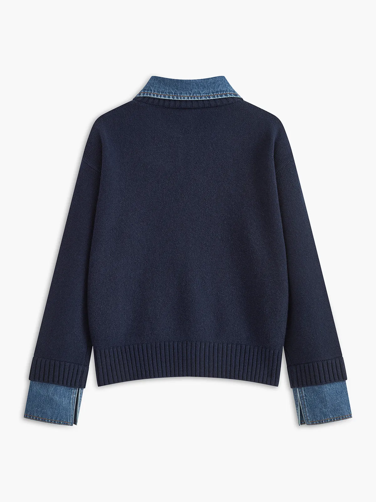 Charmaine | Denim-Collared Knit Sweater