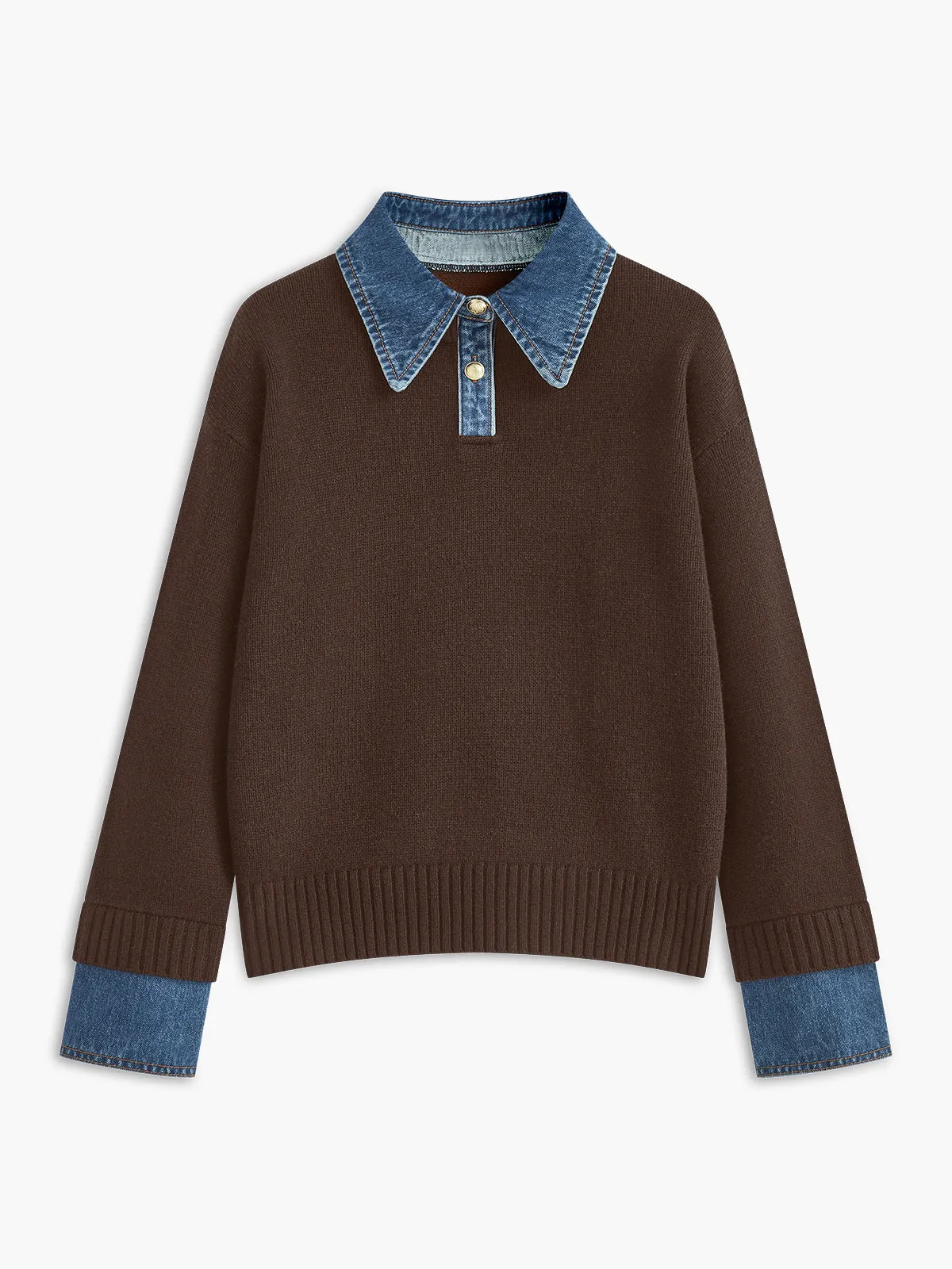 Charmaine | Denim-Collared Knit Sweater