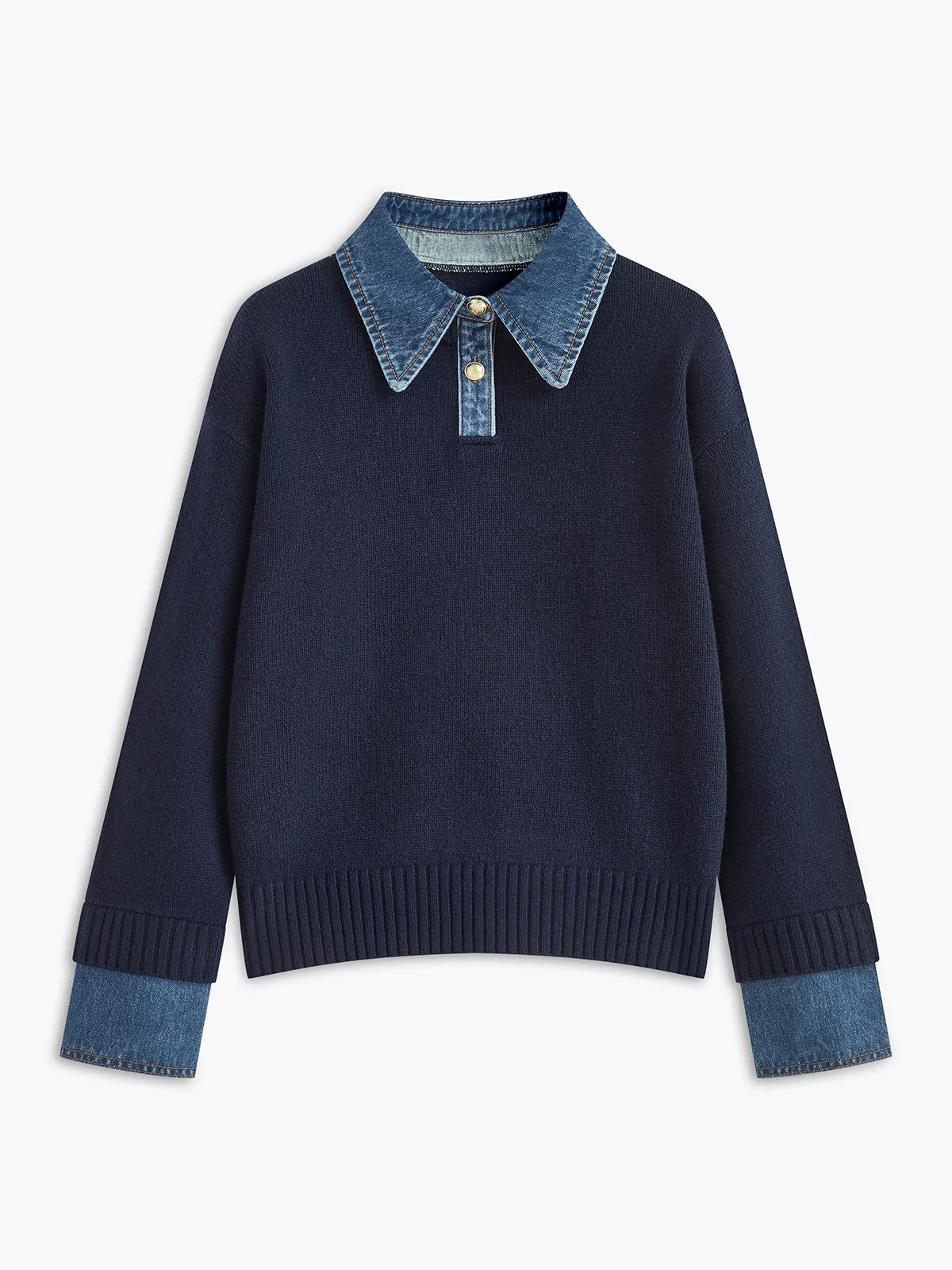 Charmaine | Denim-Collared Knit Sweater