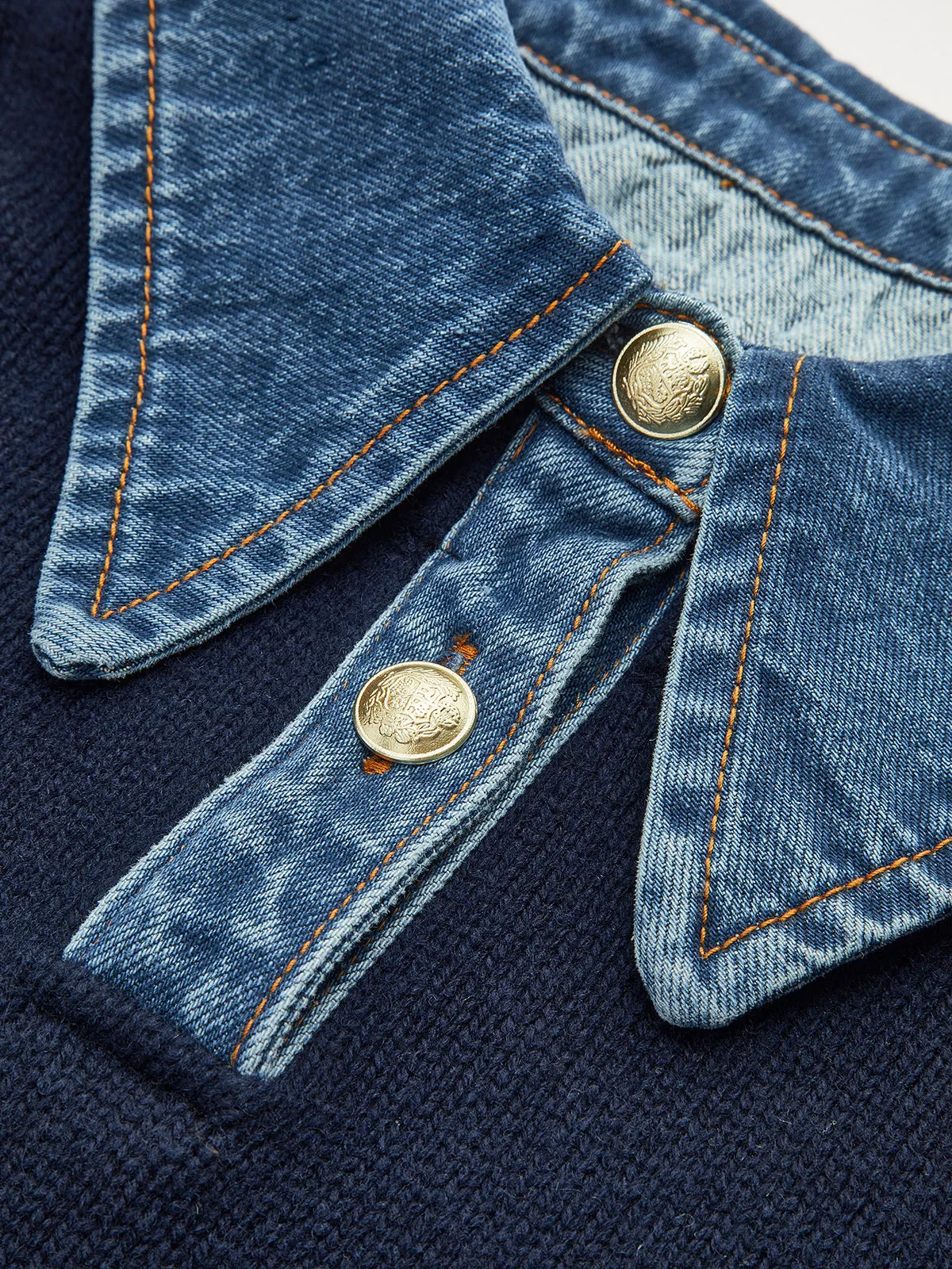 Charmaine | Denim-Collared Knit Sweater