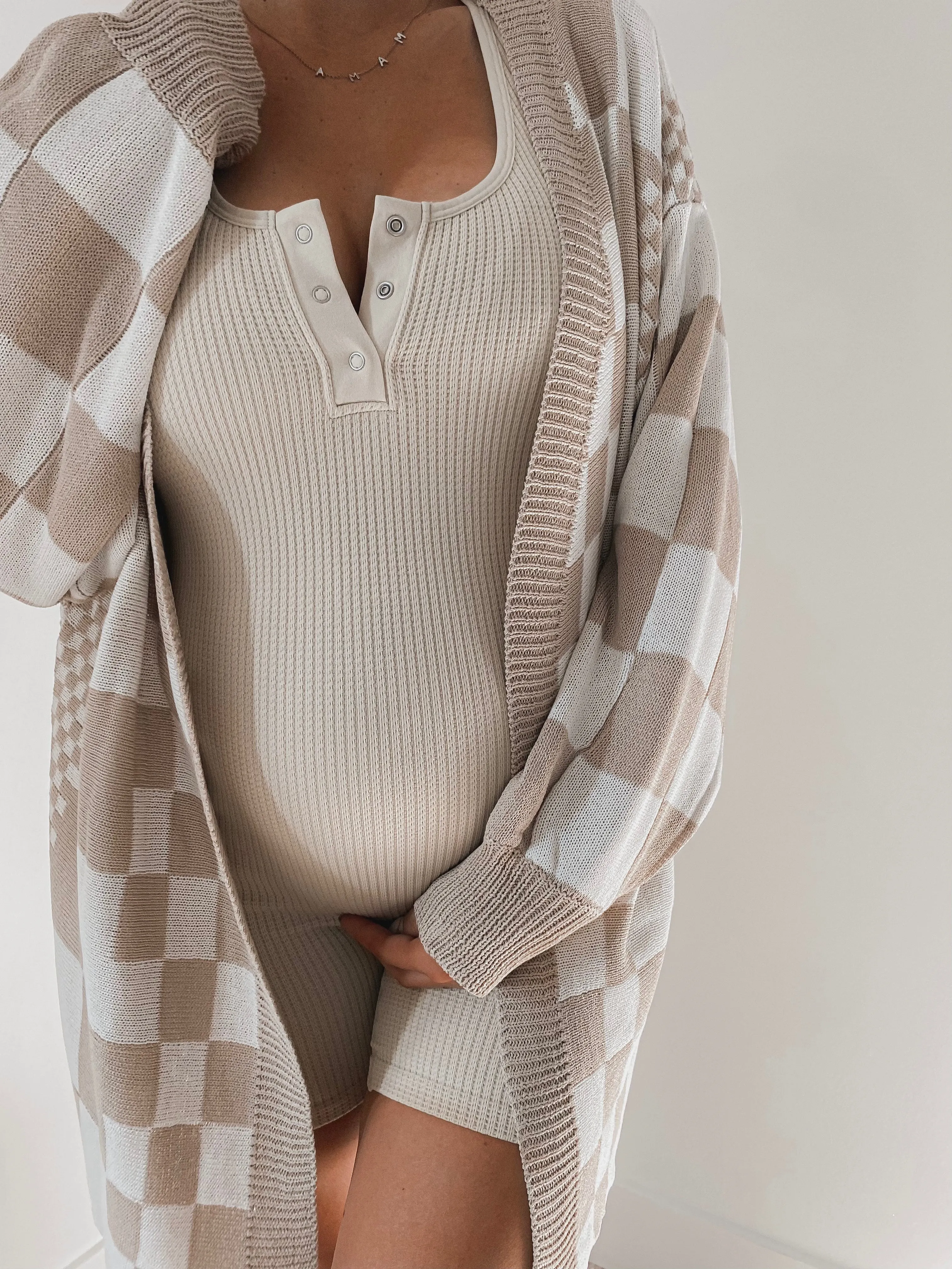 Checkered Oversized Cardigan