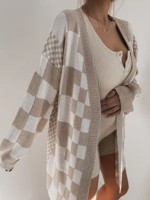 Checkered Oversized Cardigan