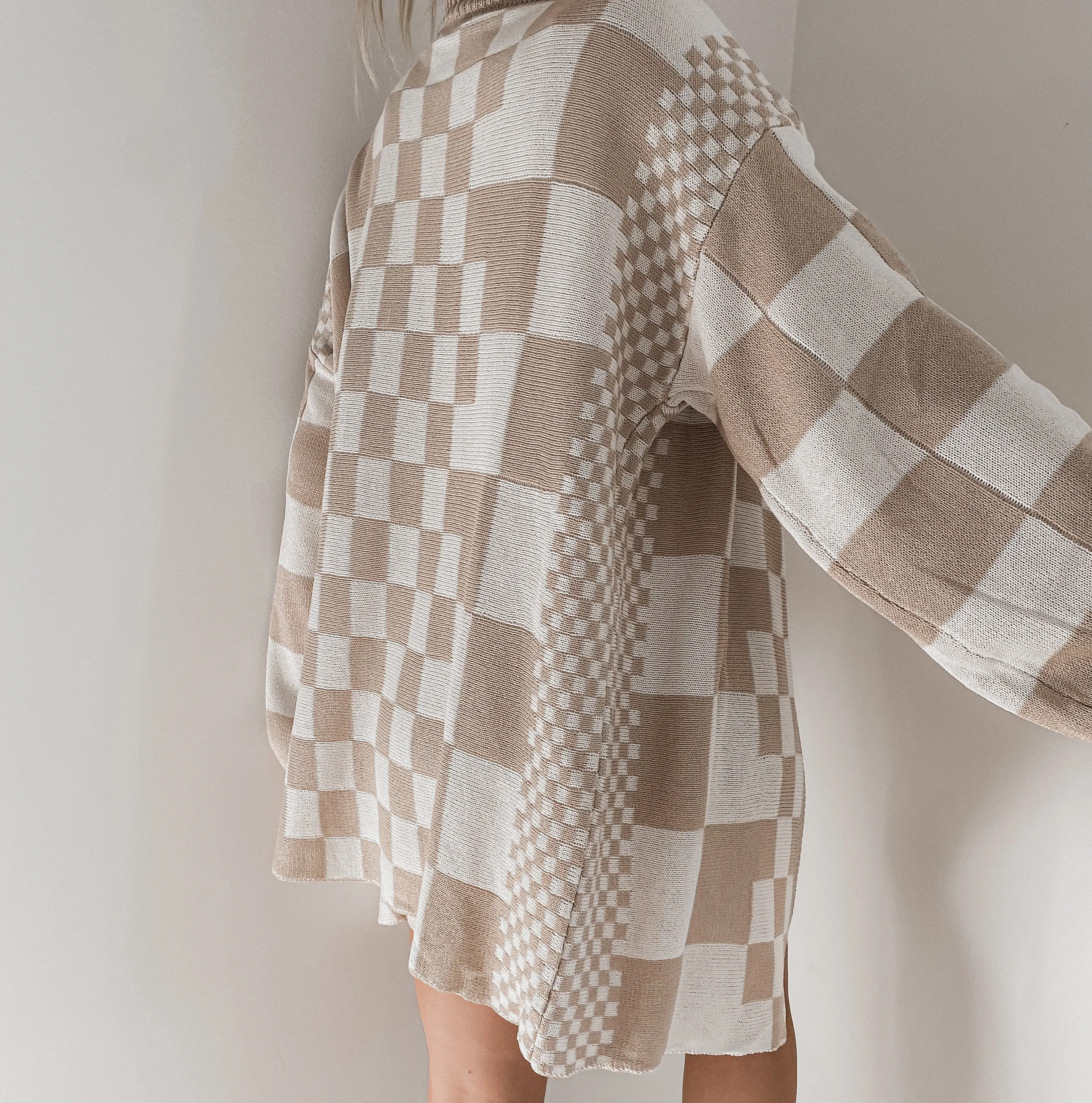 Checkered Oversized Cardigan
