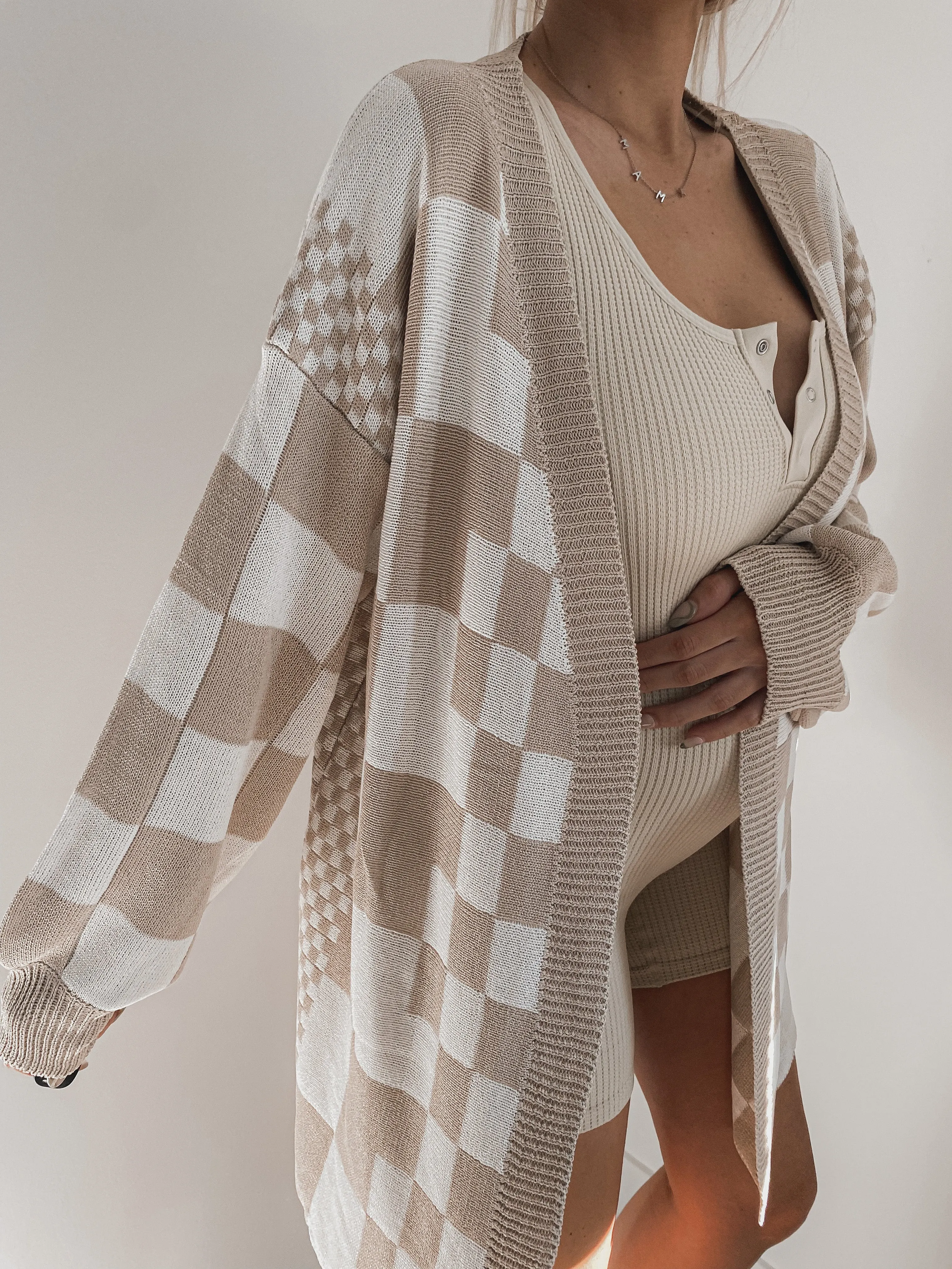 Checkered Oversized Cardigan